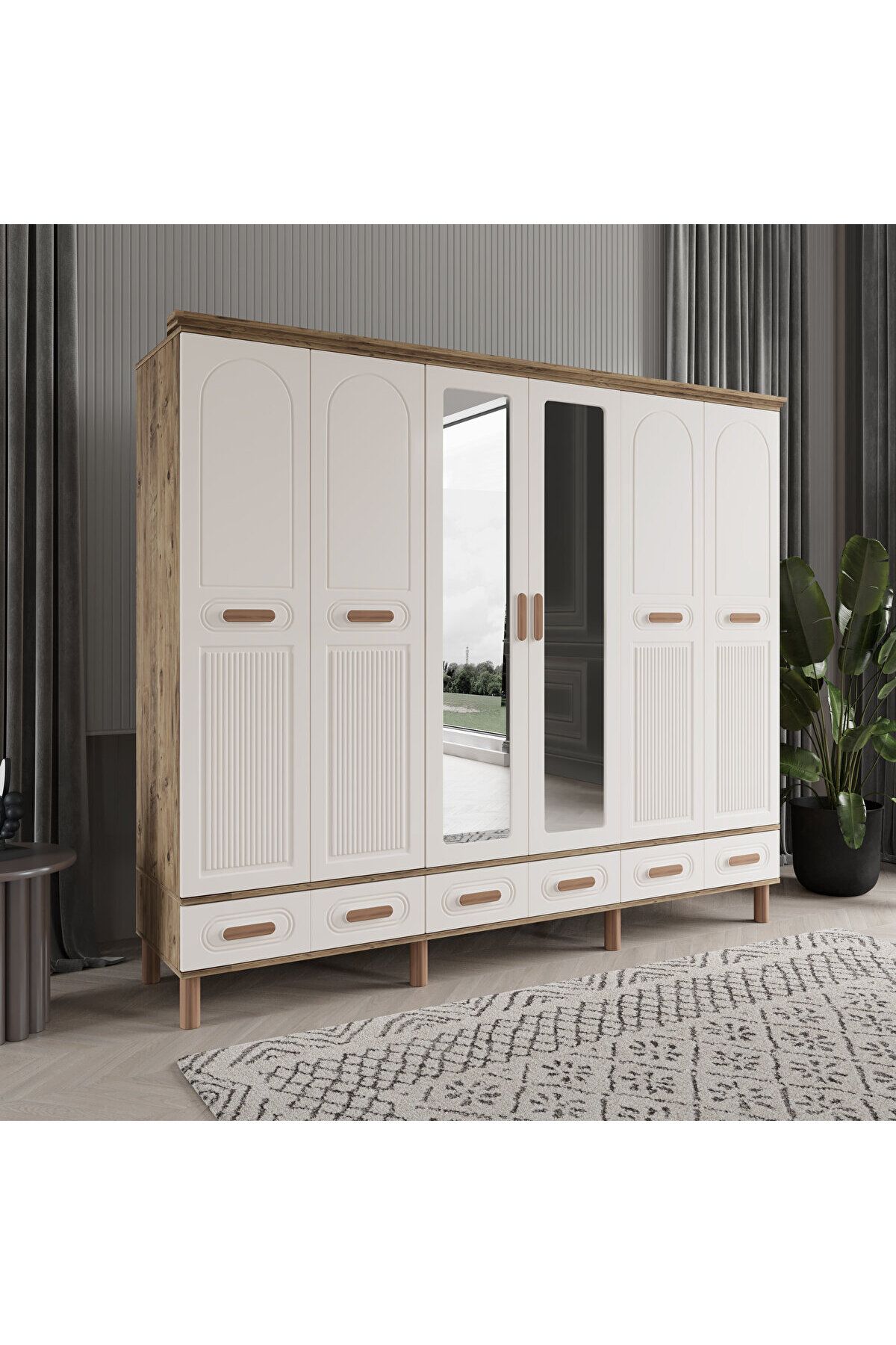 DRNHOME PERA 6 KAPAKLI AYTAŞI GARDIROP TAMAMI MDF