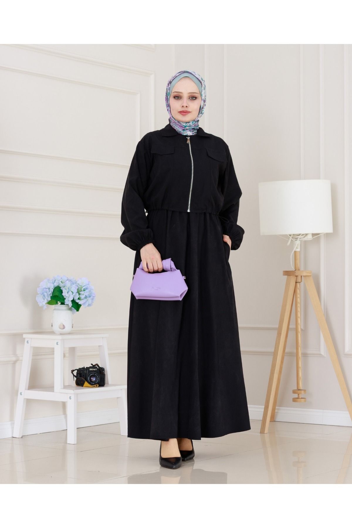 MODA Cepken Detaylı Fermuarlı Elbise Takım