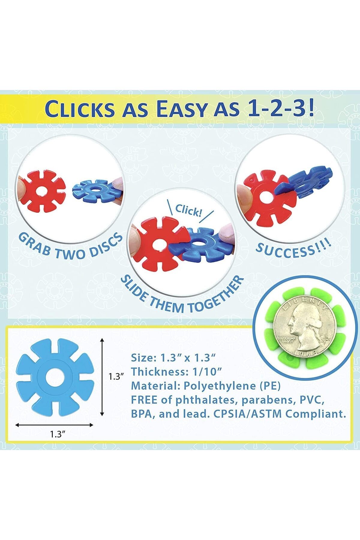 Yelajoy-300 Pcs Snow Shaped Discs Puzzle,Educational Building Blocks,for Kids 5+ 4