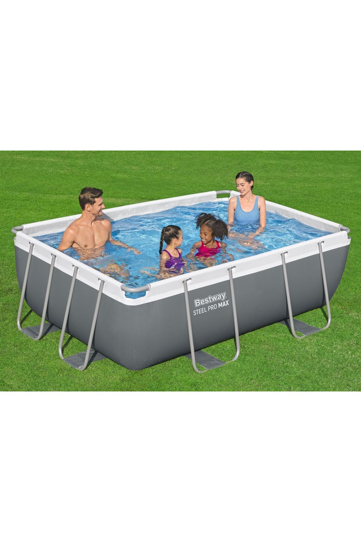 BESTWAY ® 56629 Power Steel™ Prefabrik Dikdörtgen Yer Üstü Havuz Seti 2,82 M X 1,96 M X 84 Cm