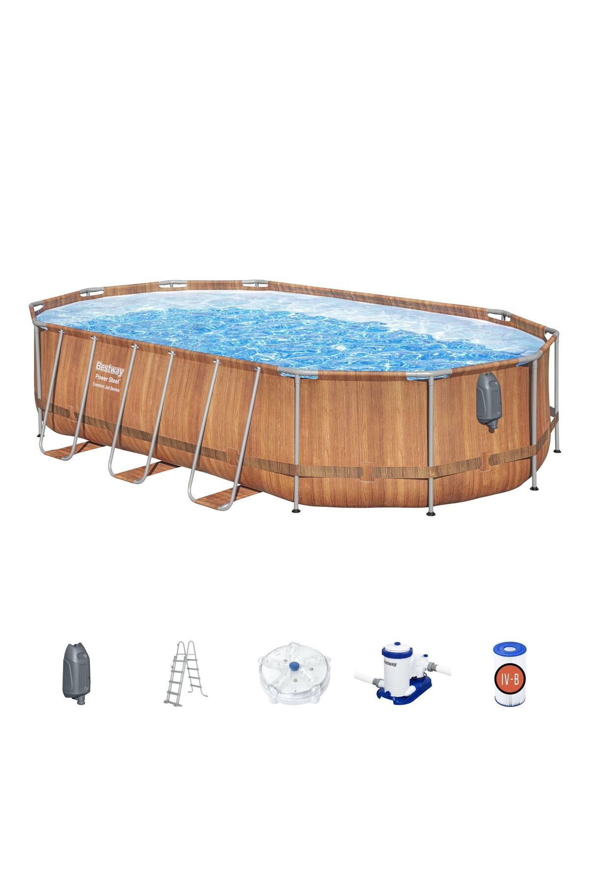 BESTWAY ® 56719 Power Steel® Comfort Jet™ Serisi Prefabrik Havuz Seti 6,10 M X 3,66 M X 1,22 M