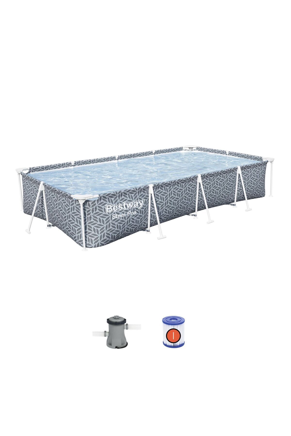 BESTWAY ® 561fv Steel Pro® Dikdörtgen Prefabrik Yer Üstü Havuz Seti 3,66 M X 2,01 M X 66 Cm