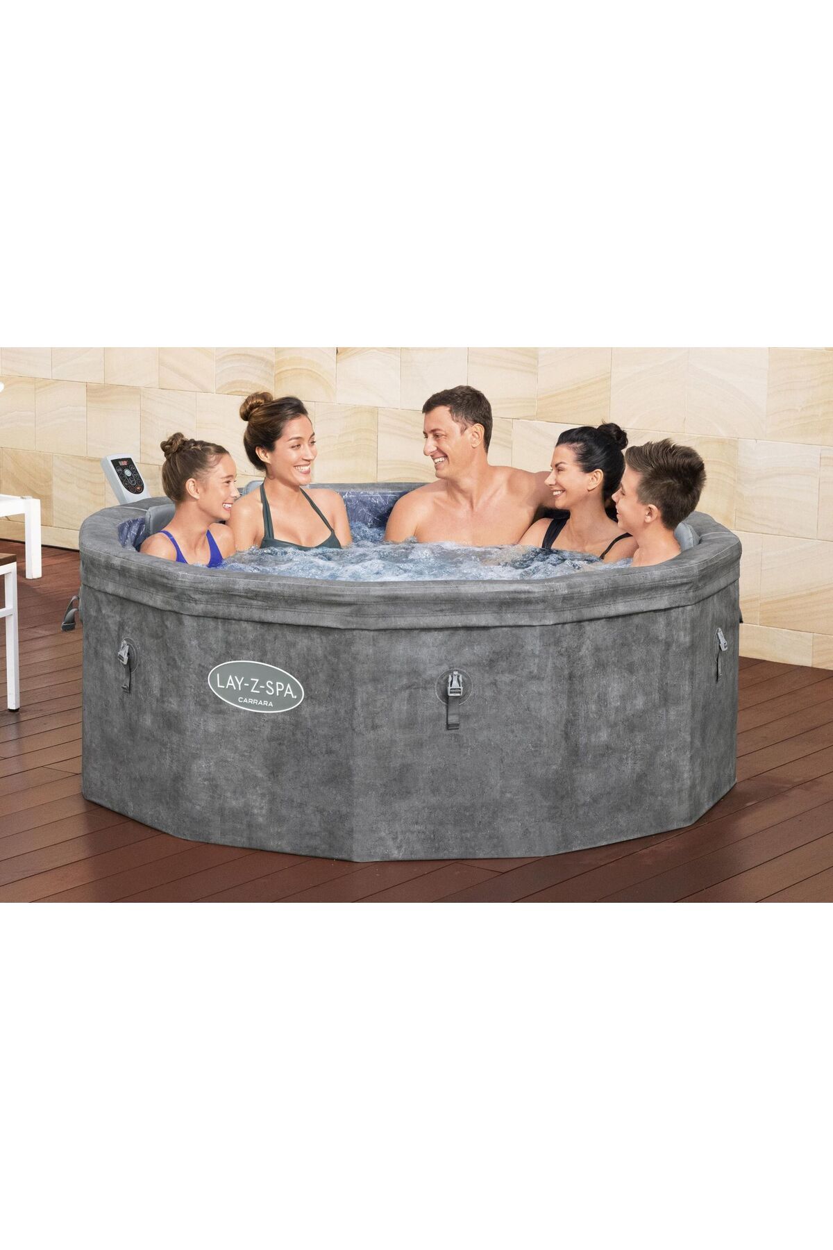 BESTWAY Lay-Z-Spa® Carrara Smart AirJet™ 6001V Enerji Tasarruflu Şişme Spa Havuzu, Mobil Uygulama Kontrollü,