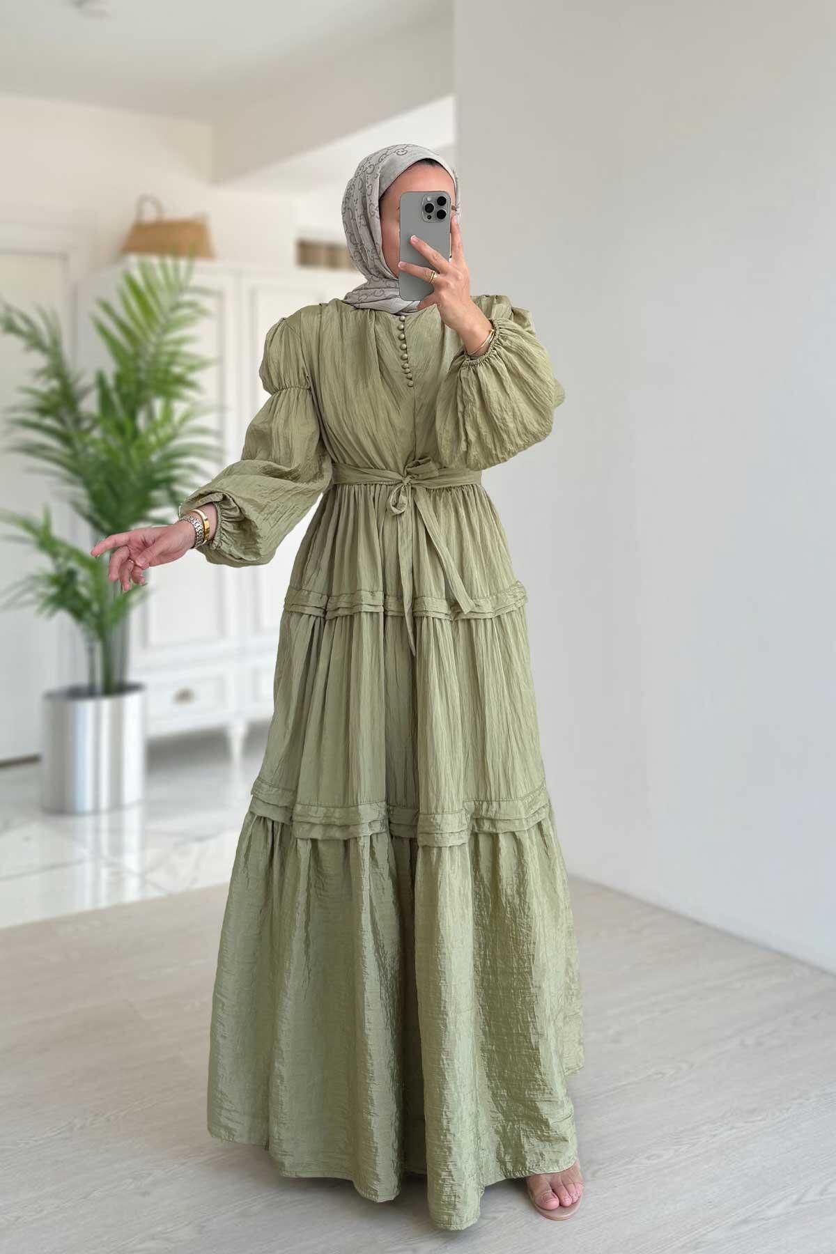 Ka Hijab Sicilya Elbise - Yeşil
