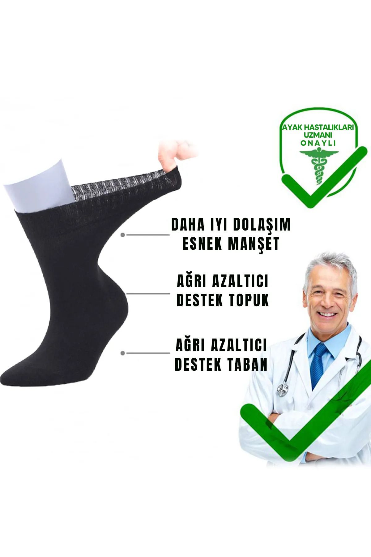 İbrahim Berk 4'lü Kadın Diyabetik Çorap Şeker Hastaları İçin Uzun Çorap 4 Adet (36-40)