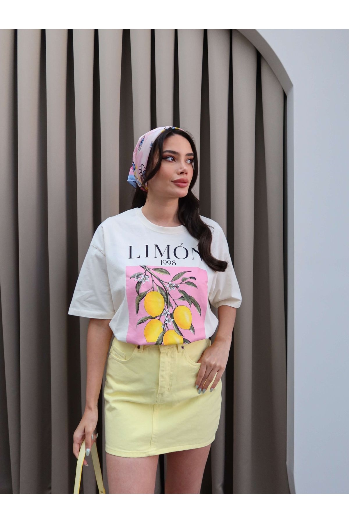 ESRAHELVACI Limon Baskılı T-Shirt