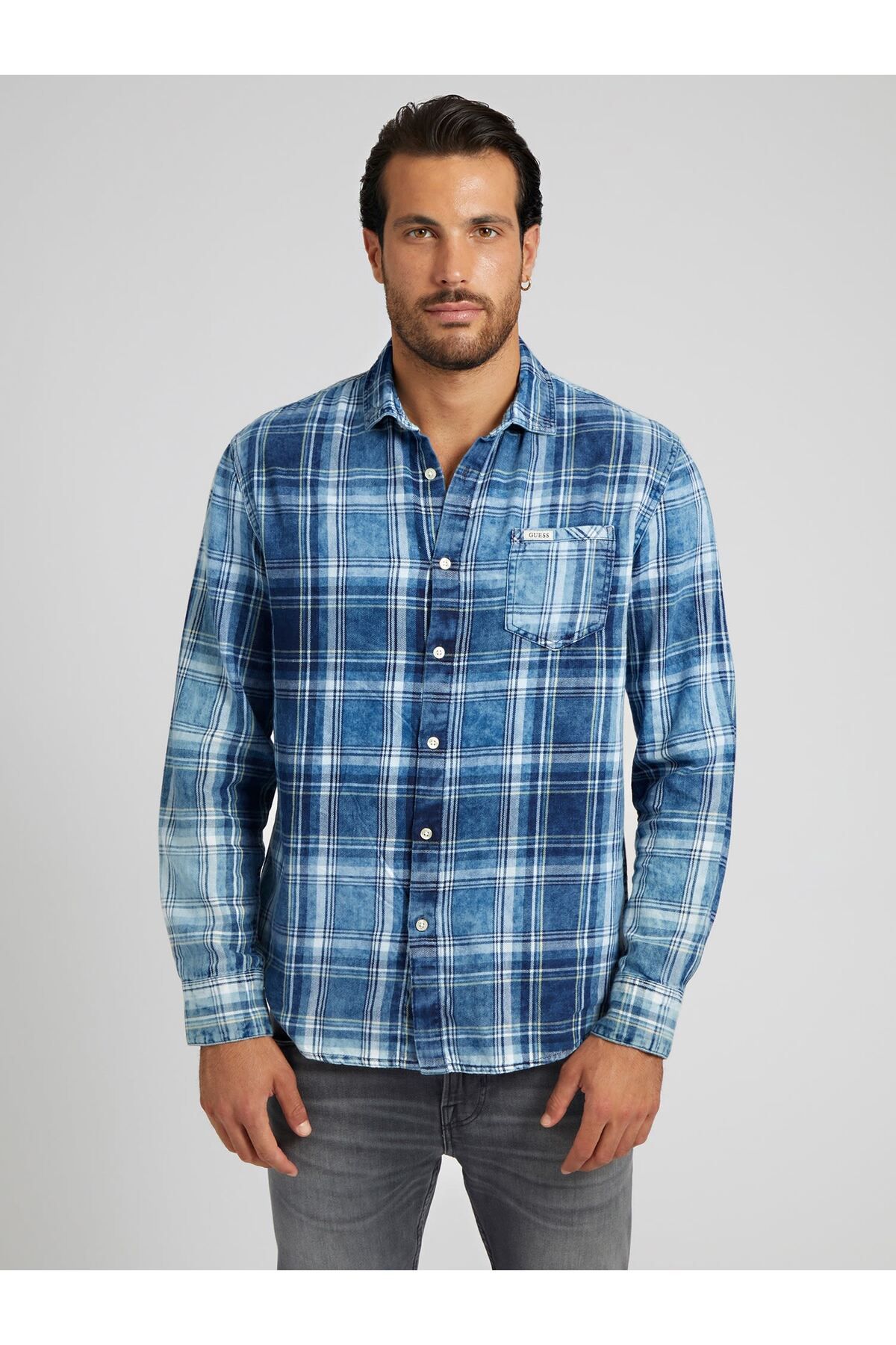 Guess L/S Regular Erkek Regular Fit Denim Gömlek