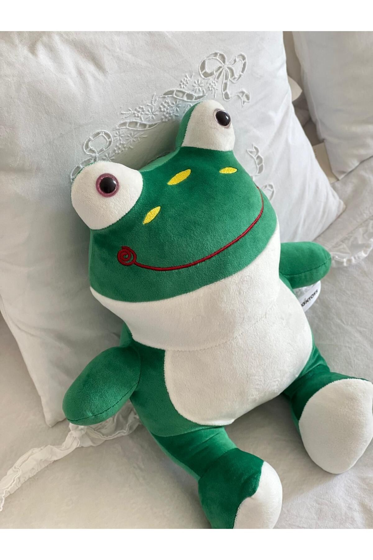 MR.Frenks Çocuk Sevimli Kurbağa Oyun&Uyku Arkadaşı Peluş Yastık Yeşil 40 cm
