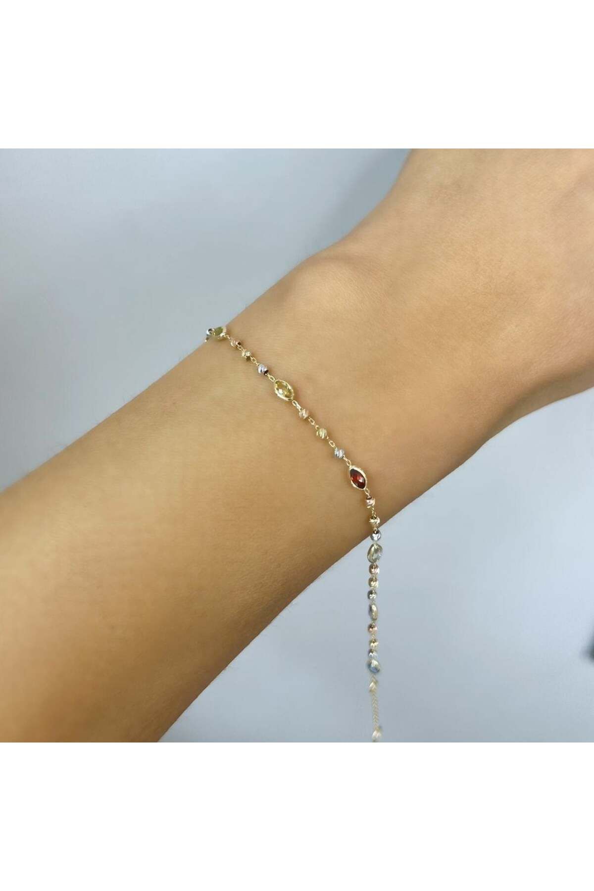 byBurak GOLD Renkli Markis Taşlı Dorikalı Bileklik – BLK0954