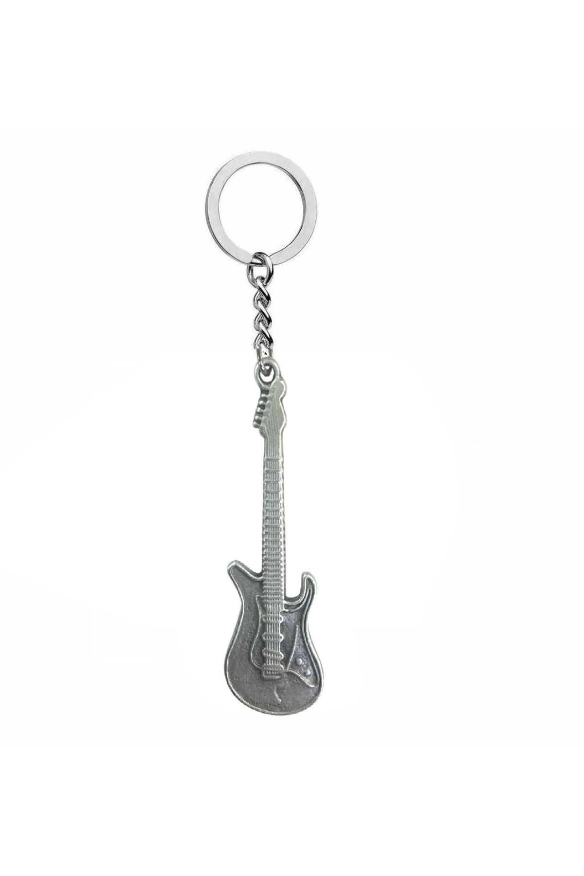 Herşey Nota Metal Elektro Gitar Tasarımlı Rock Tarzı Anahtarlık – Unisex Aksesuar