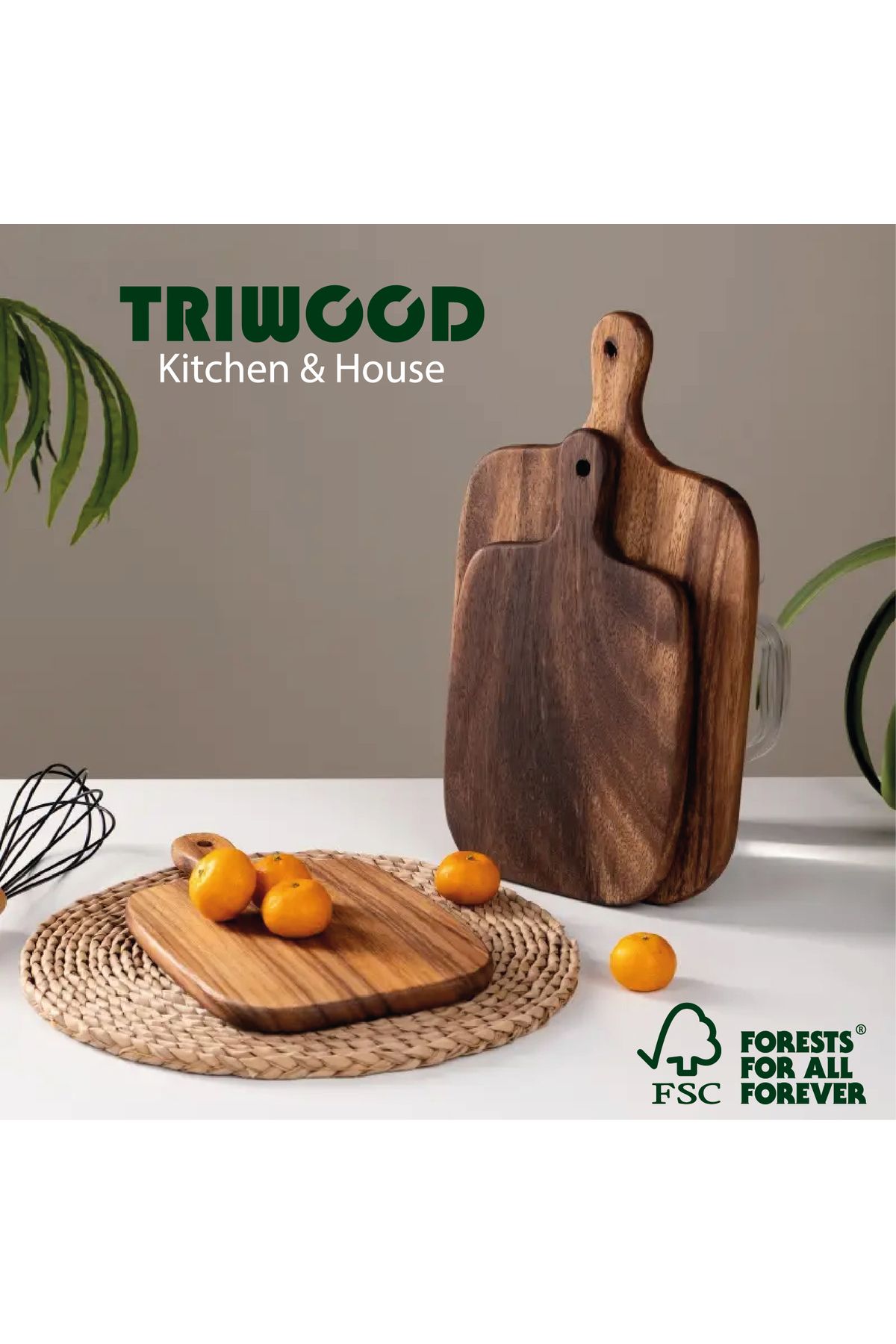 TRİWOOD 2 li YENİ NESİL TEAK AĞACI KESME VE SERVİS TAHTASI