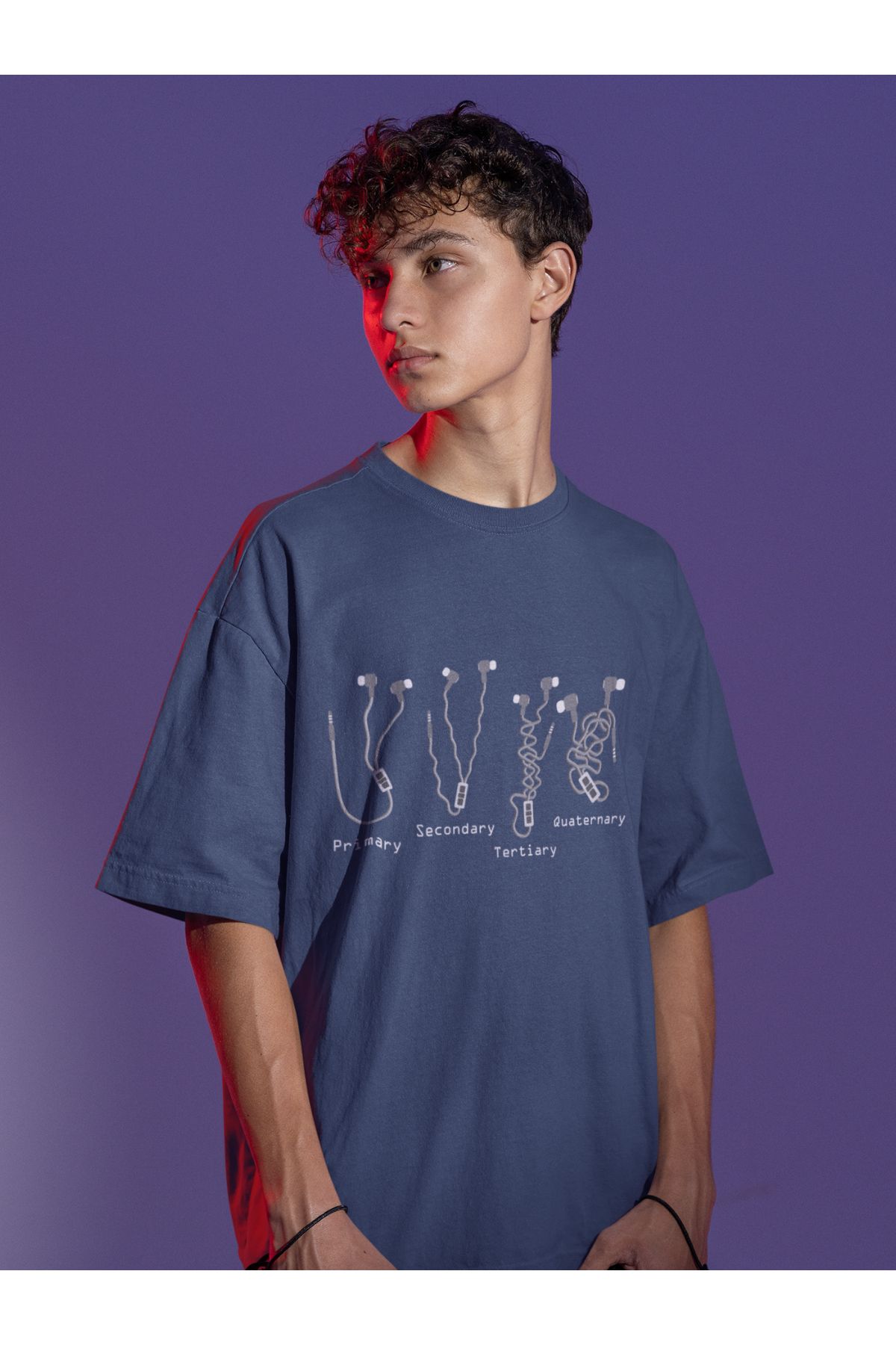 Uniquetex NUBENSE / NEKU - Oversize Unisex Baskılı Füme Bisiklet Yaka T-shirt (Tişört - Scientific Design)