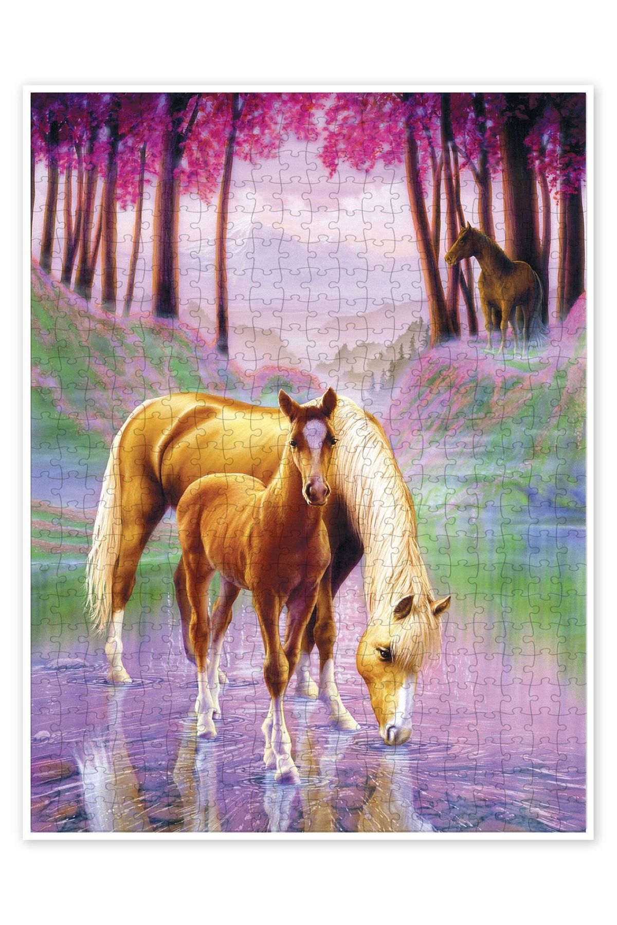 Jeronkarji At ve tay 500 Parça Puzzle Yapboz Kedi Köpek Temalı Doğa ve Orman Hayvanları
