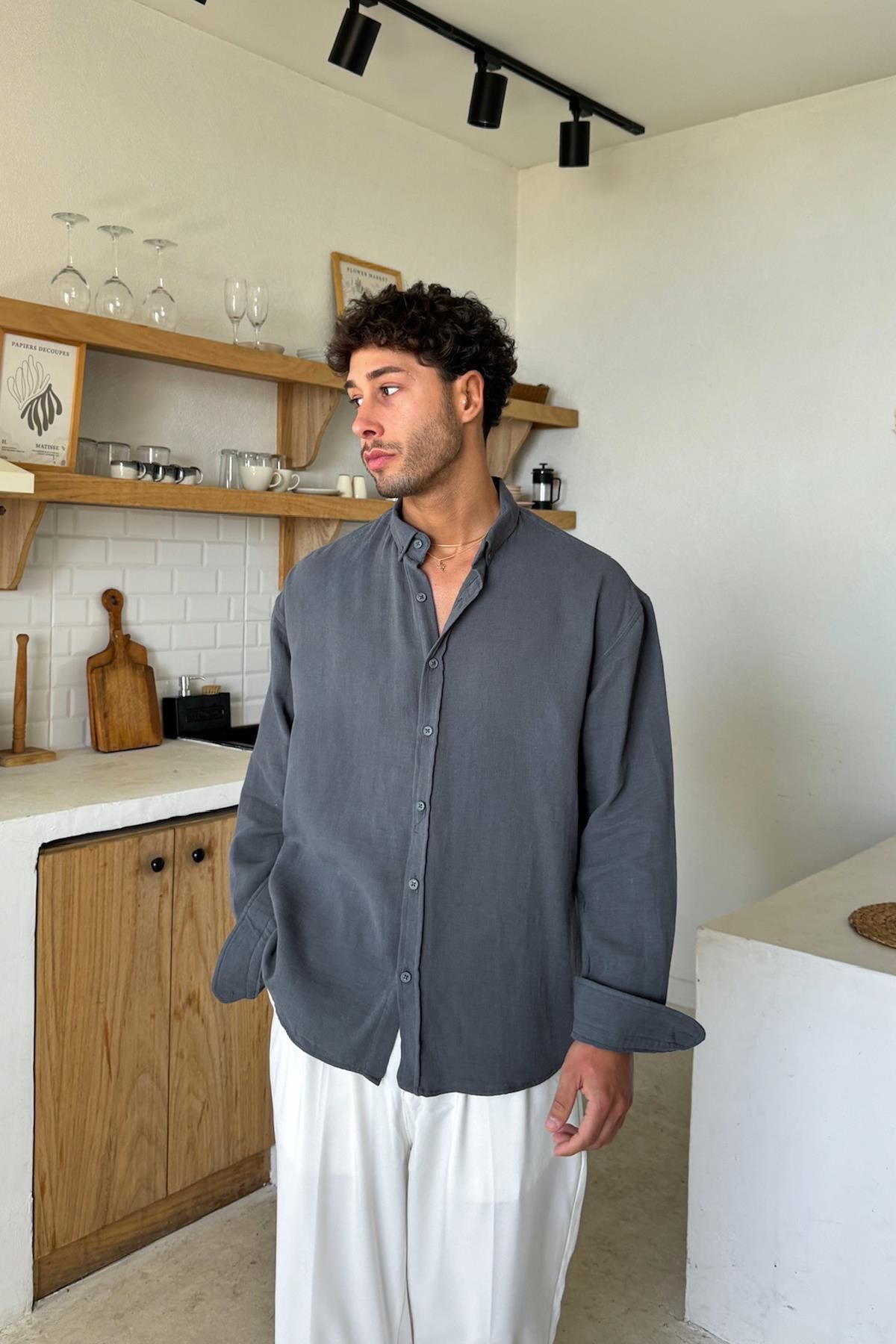 Flaw Wear Antrsit Basic Oversize Gömlek