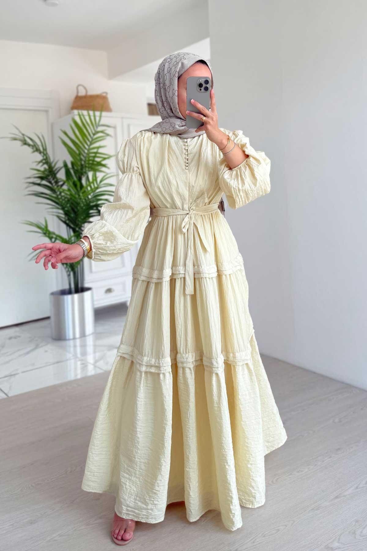 Ka Hijab Sicilya Elbise - Sarı