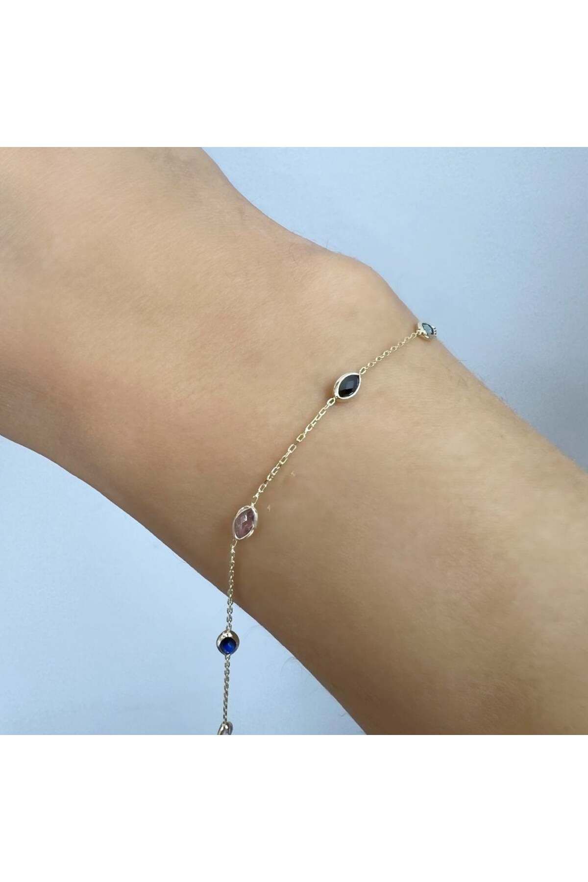 byBurak GOLD Renkli Markis Taşlı Bileklik – BLK0953