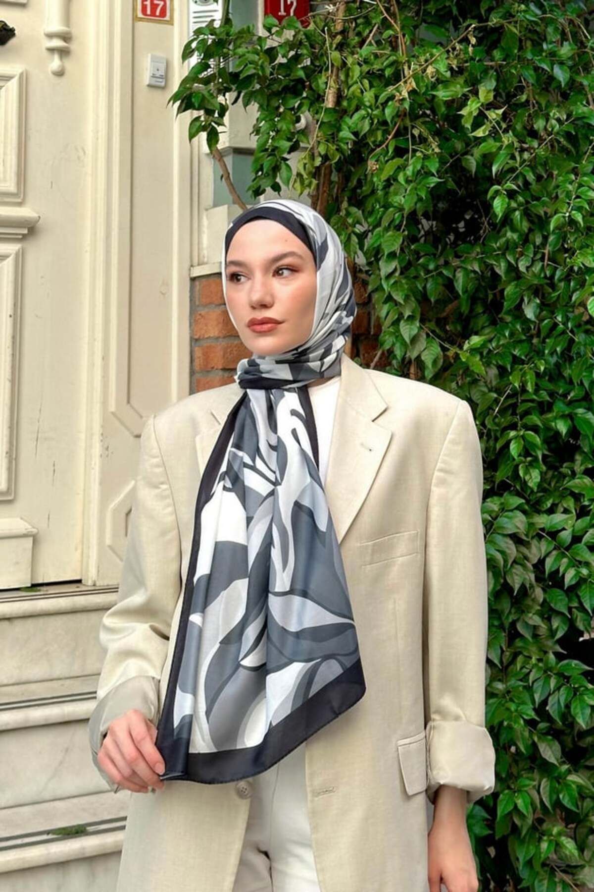 MODA MİNEL EŞARP SOFT ŞAL SİYAH-GRİ