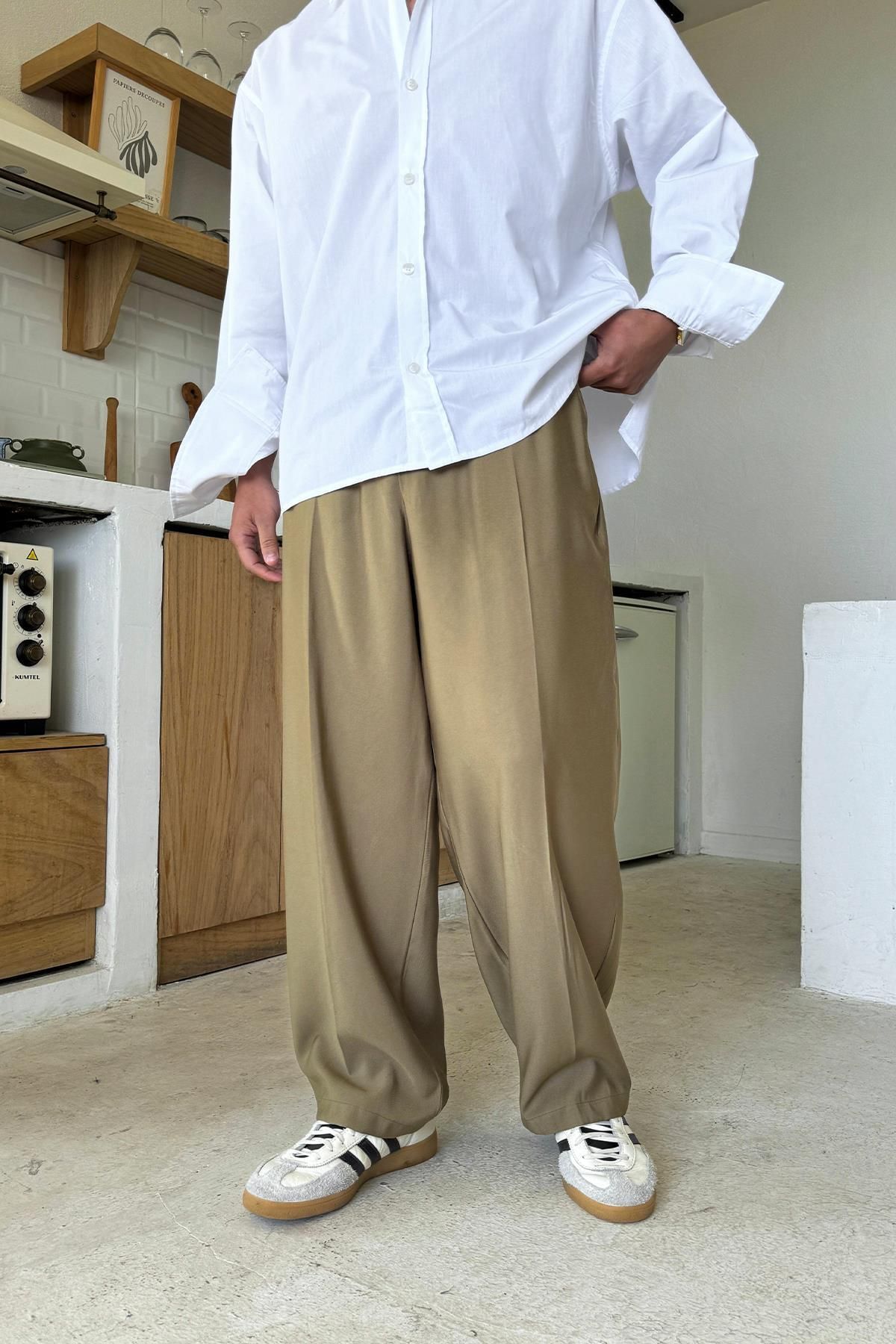Flaw Wear Haki Rahat Kesim Bel Lastikli Baggy Pantolon
