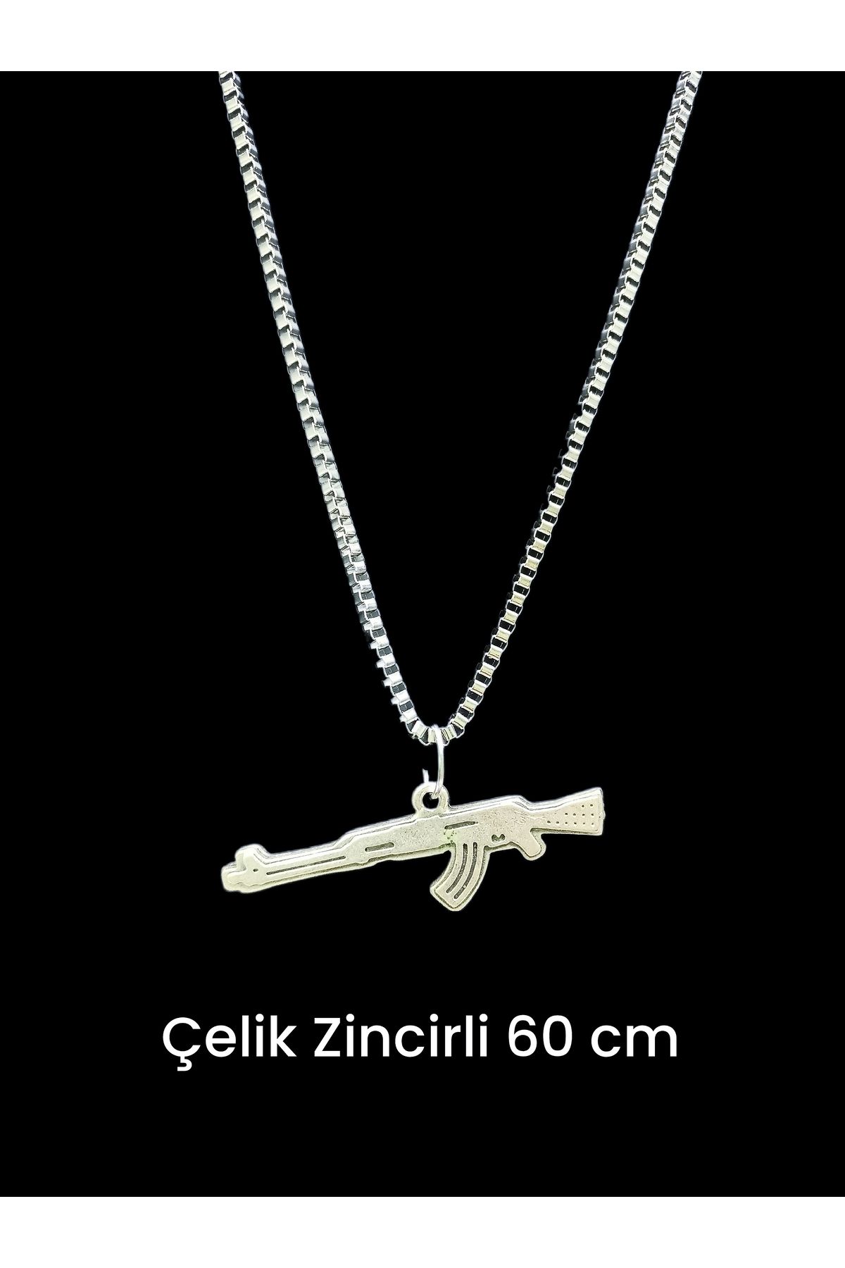 whocares Unisex Kararmaz Çelik Zincirli Keleş Sembollü Kaliteli Gümüş Renk