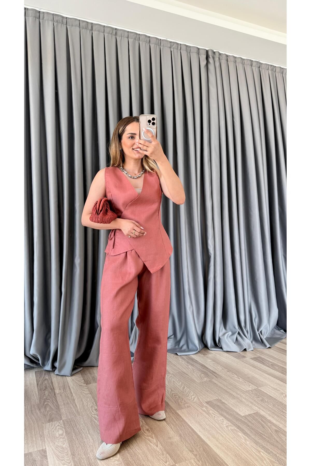 pelin yıldız butik Premium Ham Keten Takım
