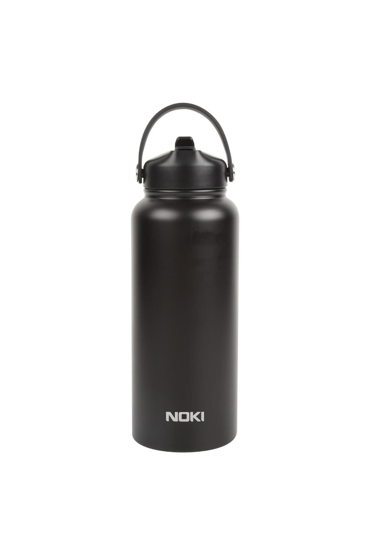 Noki Çevir Aç Kapak Pipetli Taşıma Kulplu Çelik Termos Matara 960 ml (T-0127)