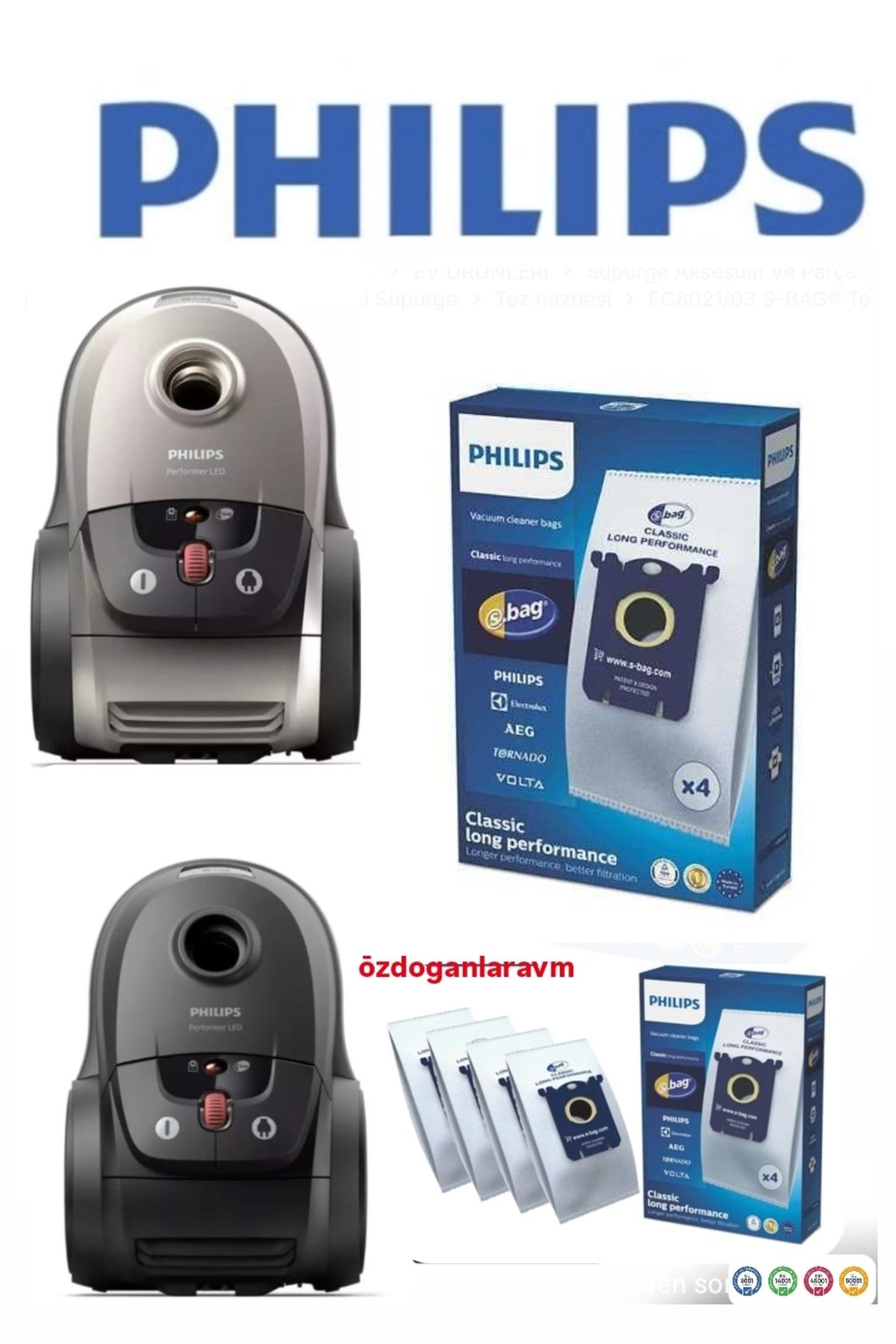 dogant özdoğanlar avm Fc 8785 Performer Silent S-Bag Toz Torbası