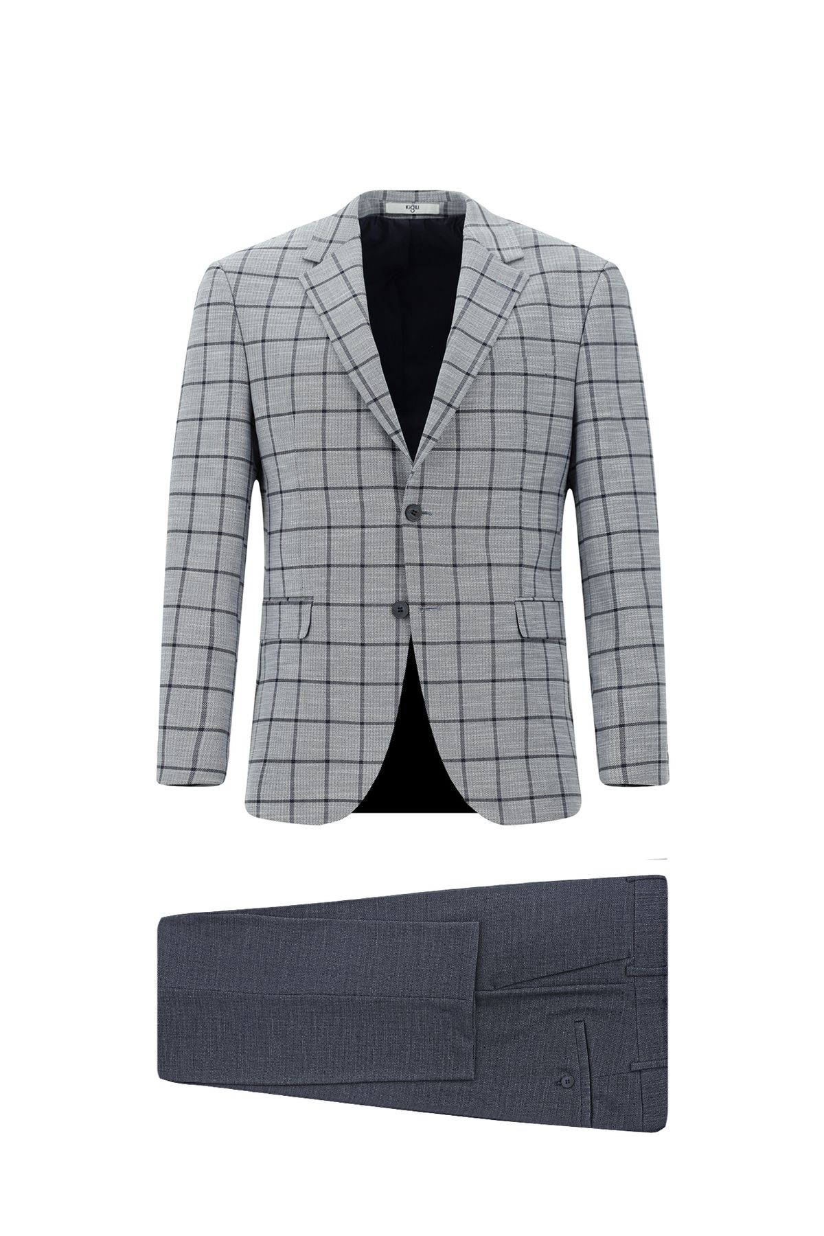 Kiğılı Slim Fit Dar Kesim Kareli Kombinli Takım Elbise