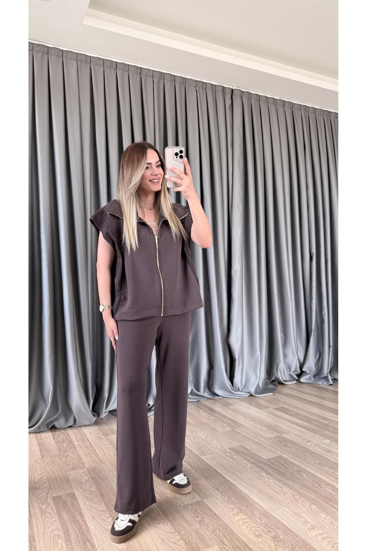 pelin yıldız butik Hazel Fermuarlı Yelek Pantolon Takım