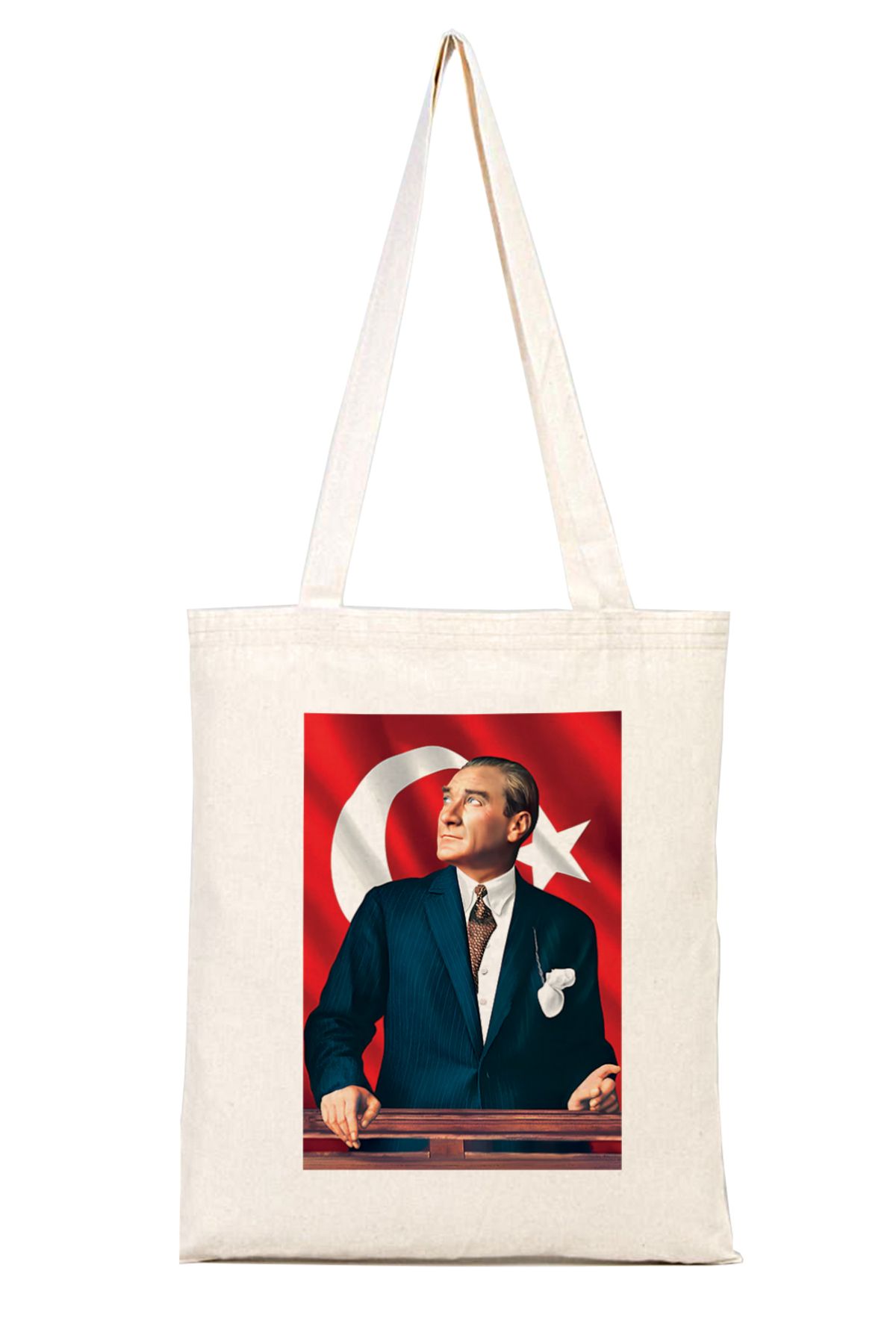 iyi fikirler Atatürk ve Türk Bayrağı Bez Omuz Çantası