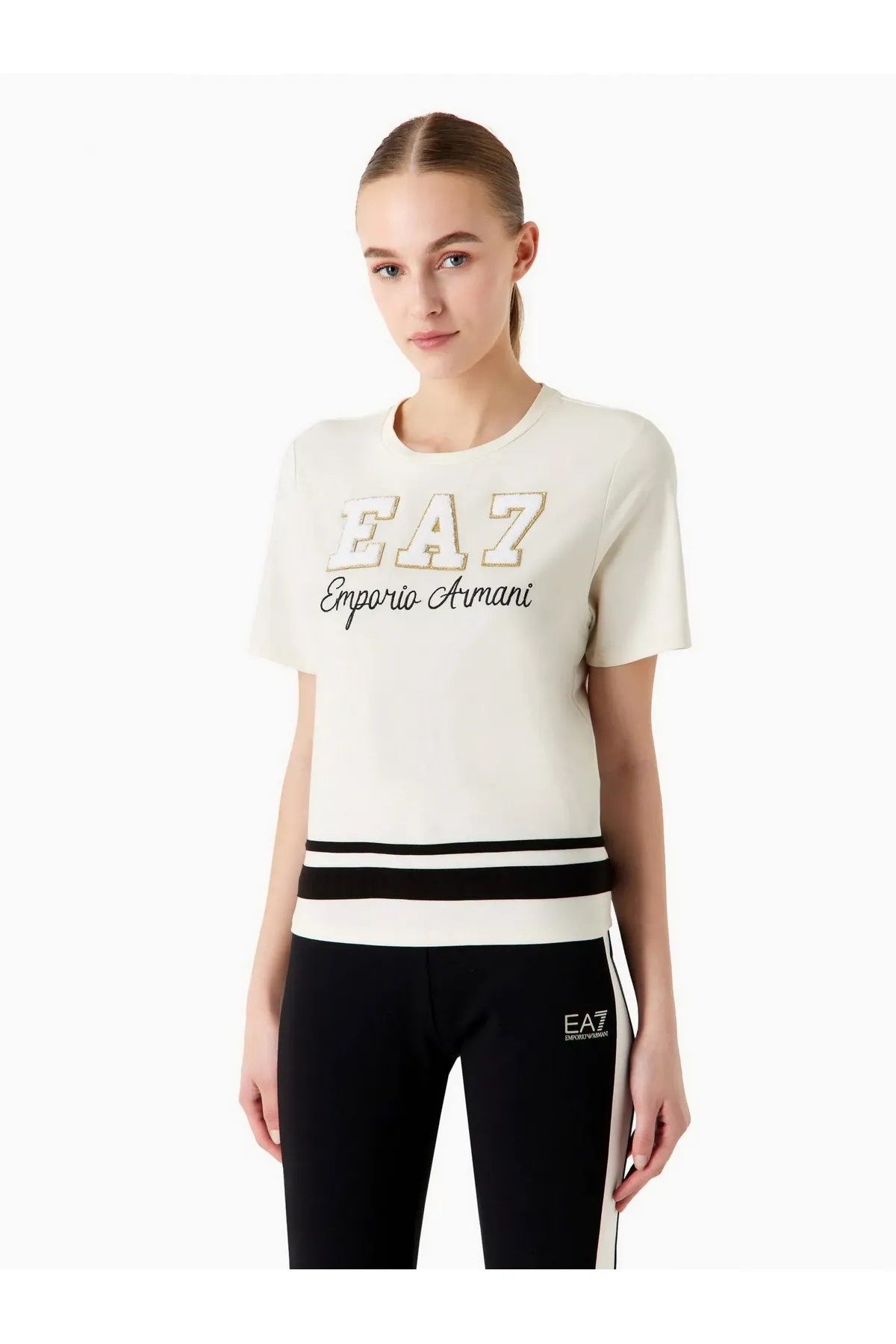 EA7 Emporio Armani _EA7ARMANİ Logolu Pamuklu Bisiklet Yaka T Shirt