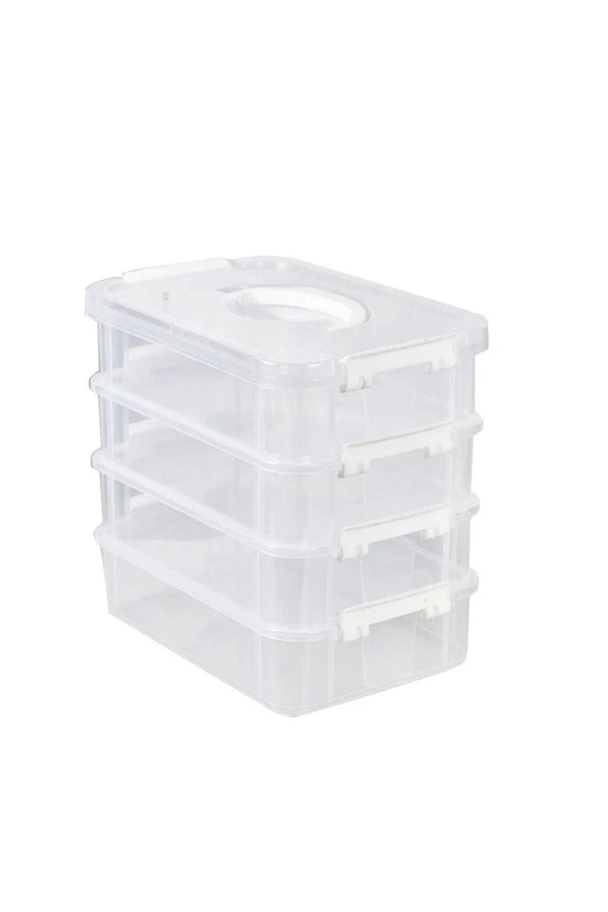 Choice-White Building Blocks Storage Box Home Space Saving Dustproof Tool Caske with Buckle Design Stackabl 1