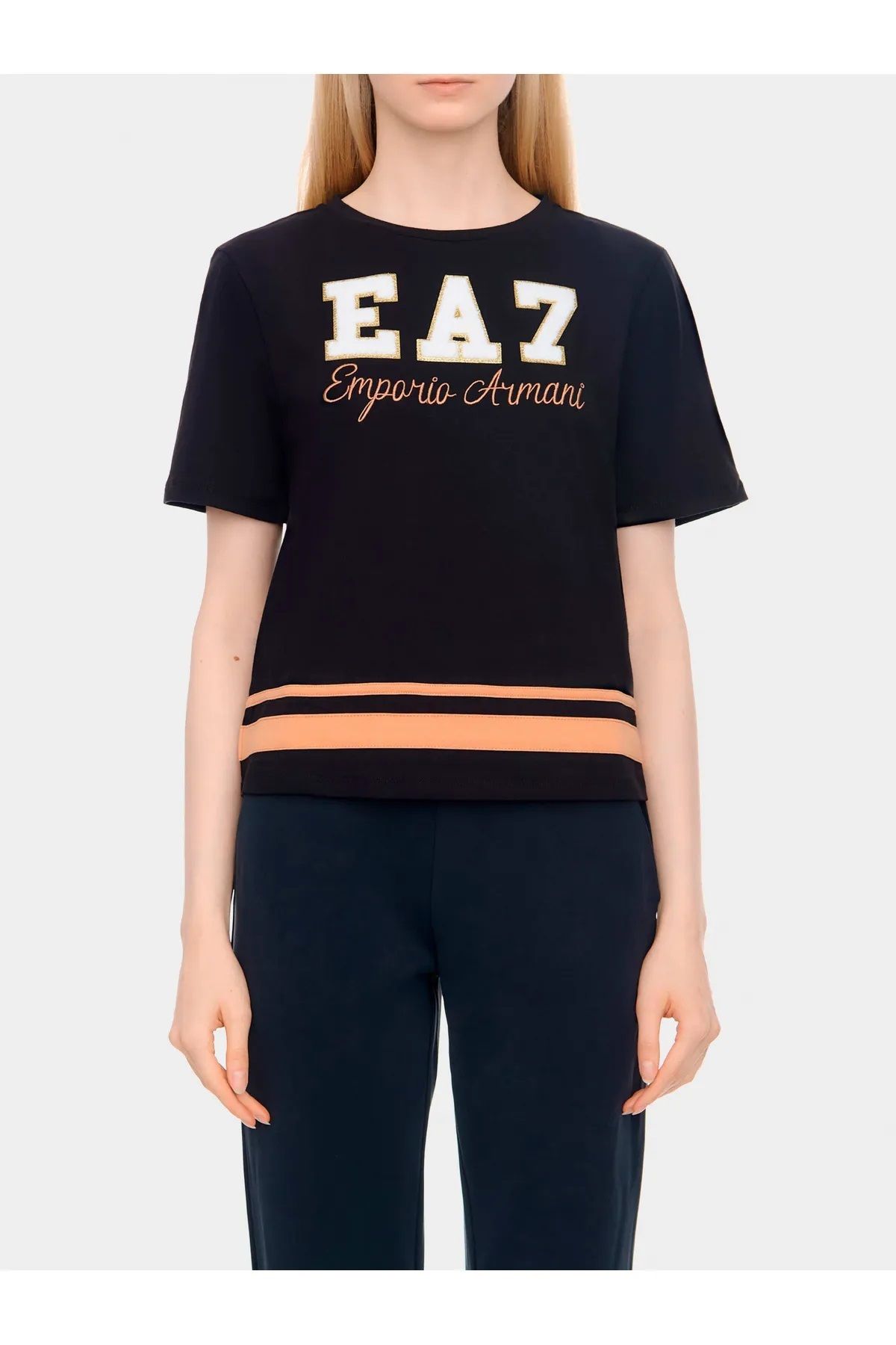 EA7 Emporio Armani _EA7ARMANİ Logolu Pamuklu Bisiklet Yaka T Shirt