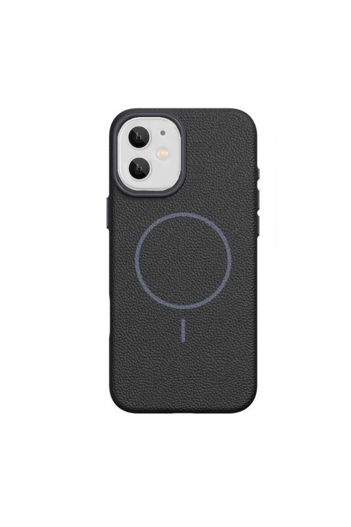 Gpack iPhone 11 uyumlu Kılıf Deri Desen M-Safe Özellikli Lichee Silikon Siyah