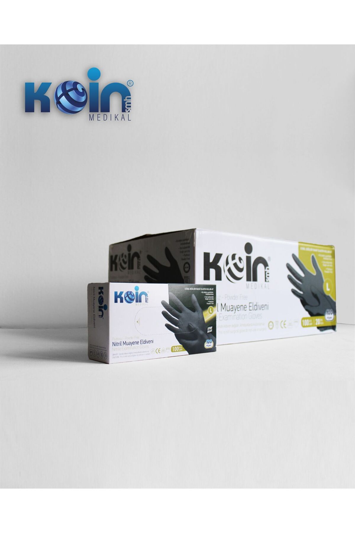 KOİN Siyah Nitril Pudrasız Eldiven L Beden 20 Paket 2000 Adet