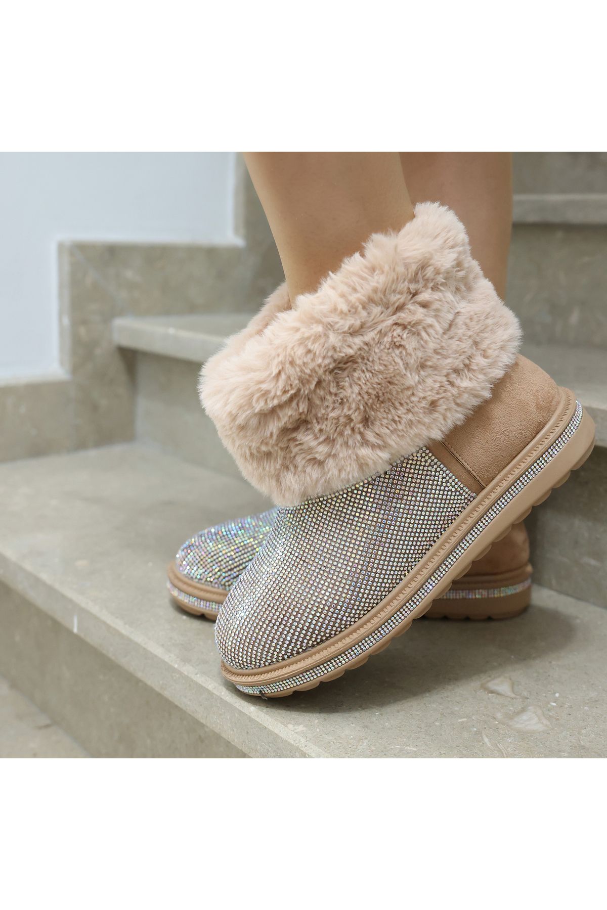 EVASAMLİSHOESBAG Süet Renkli TaŞlı Bot