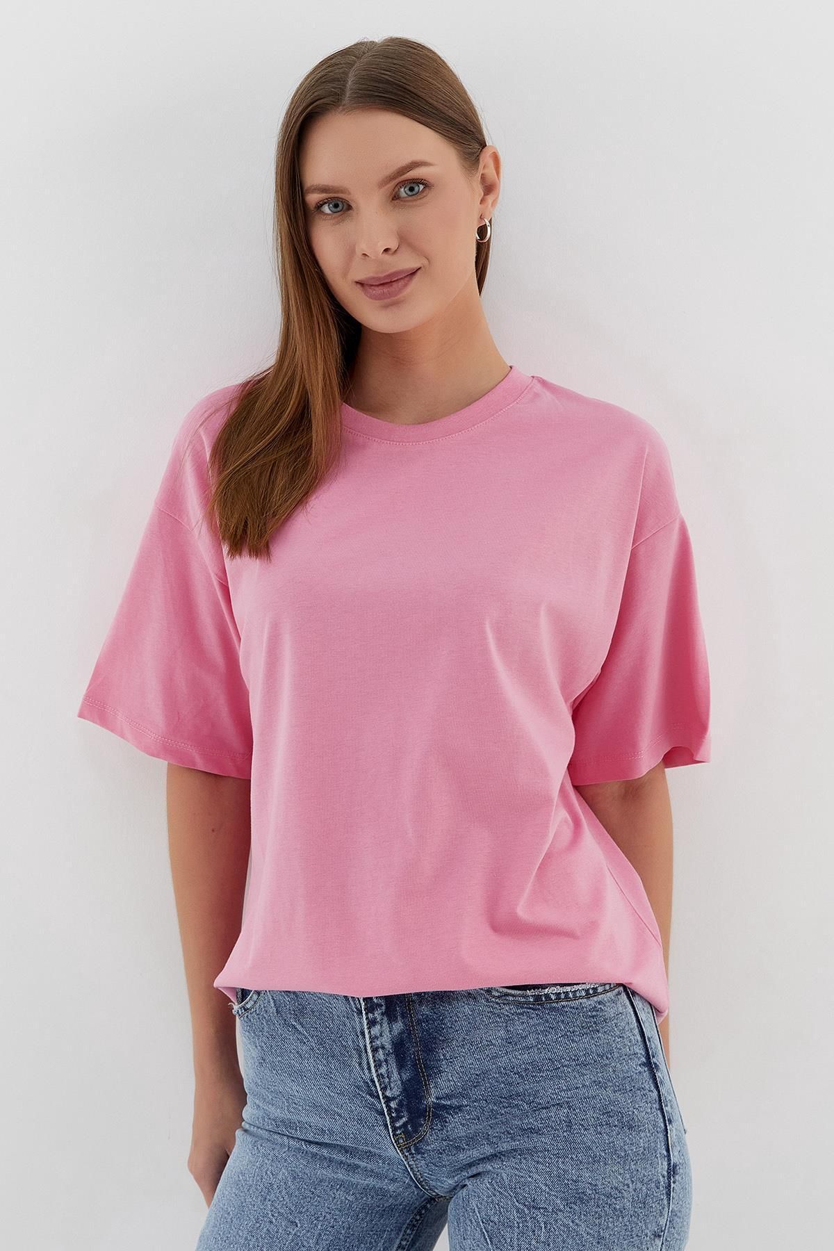 Shopping Shop Basic Oversize Tshirt PEMBE