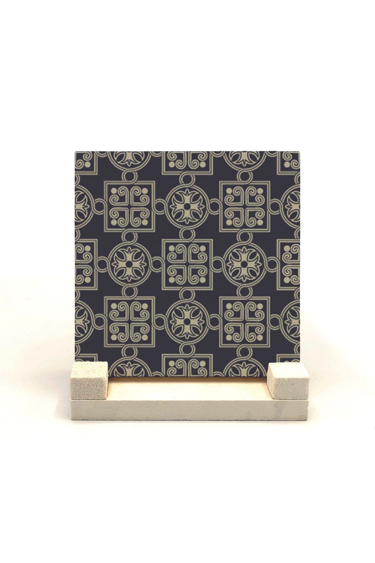 Souvenest Bizans Deseni Baskılı Doğaltaş Masaüstlük 10x10 Kd-87