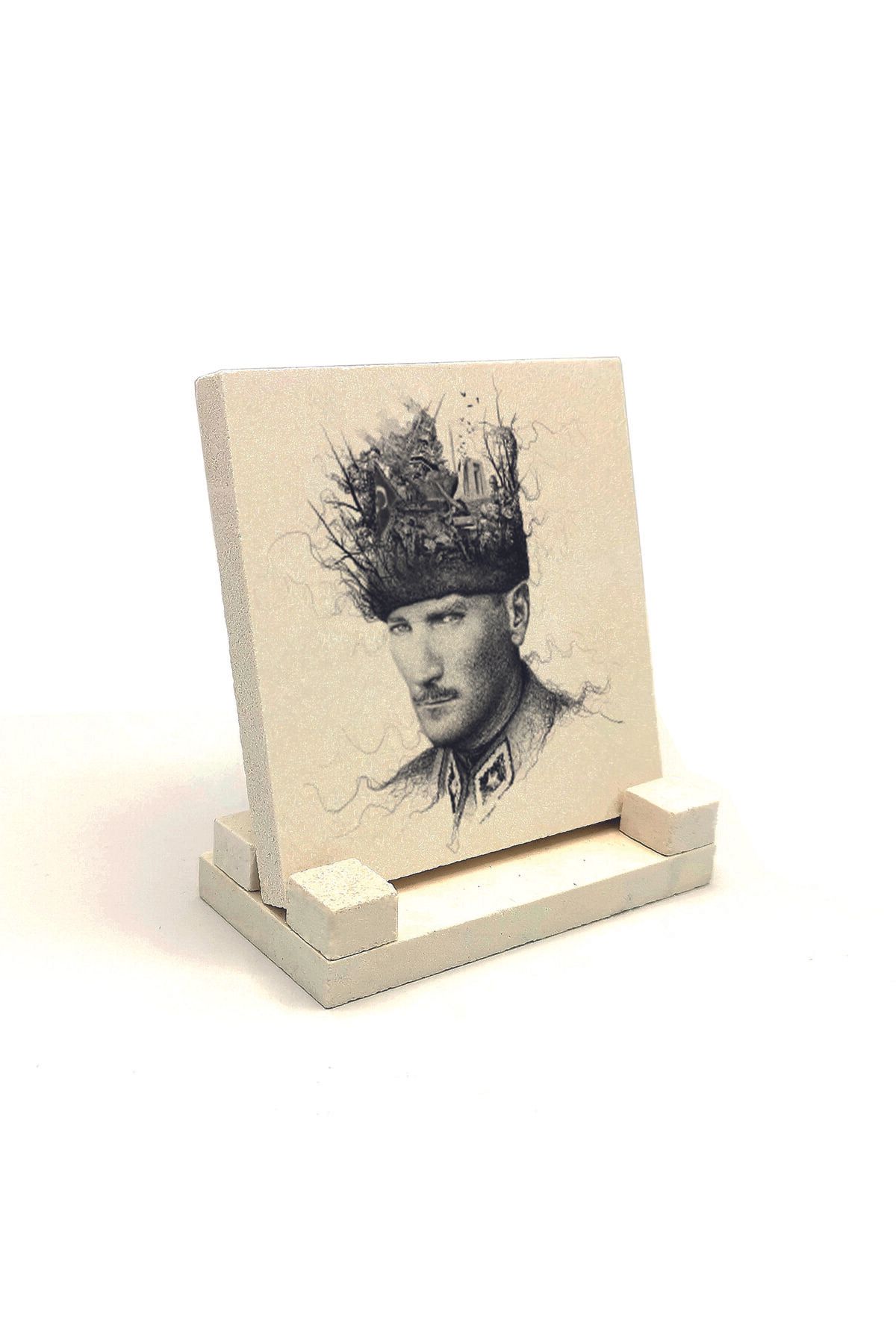 Souvenest Atatürkbaskılı Doğaltaş Masaüstlük 10x10 Krt-106