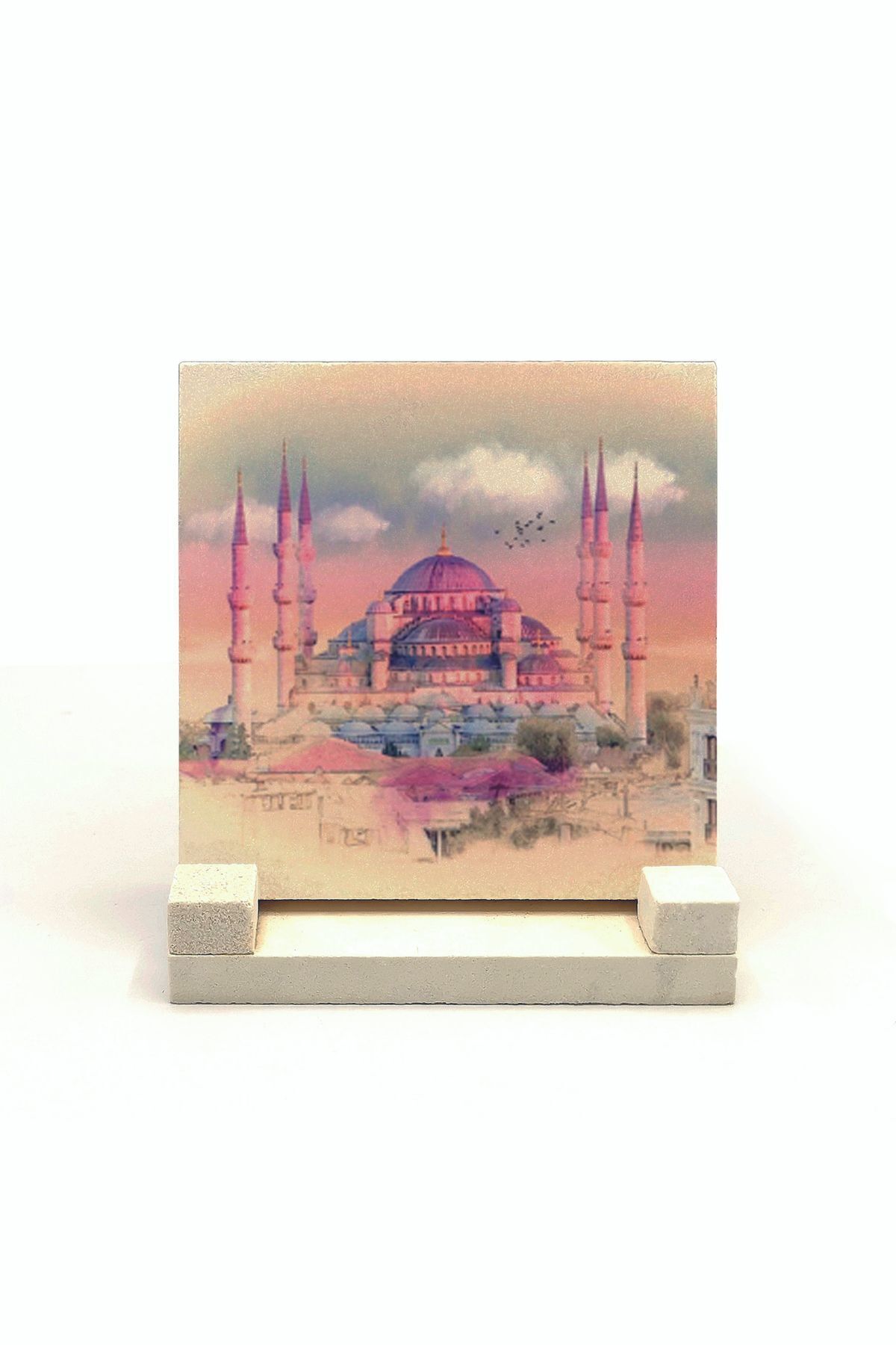 Souvenest Sultanahmet Camii Baskılı Doğaltaş Masaüstlük 10x10 Krt-12