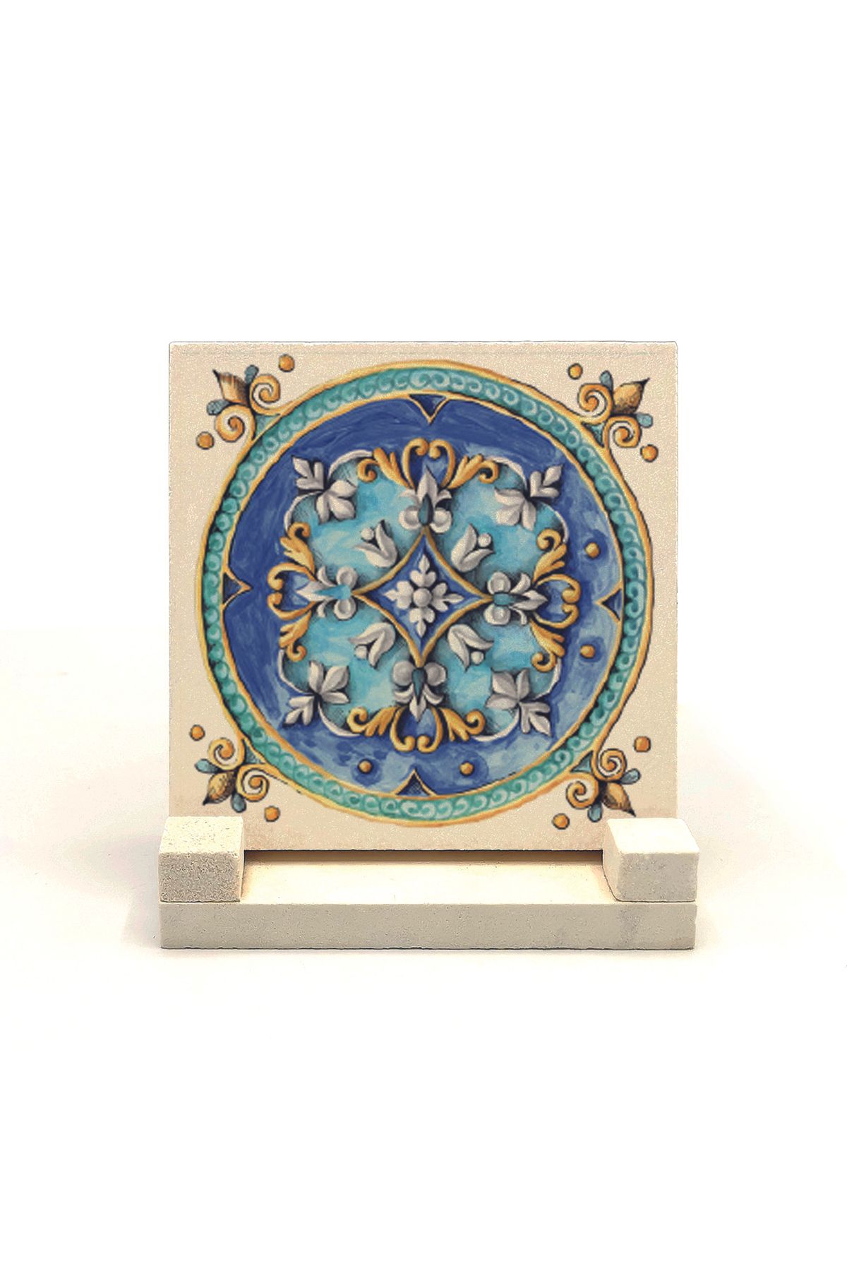 Souvenest İtalyan Deseni Baskılı Doğaltaş Masaüstlük 10x10 Kd-76