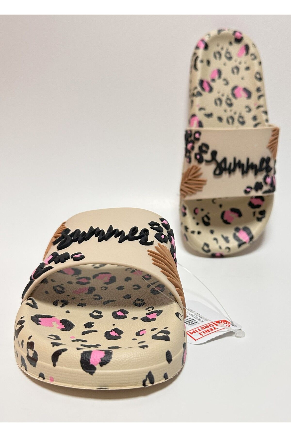 GEZER-Summer Detail Leopard Patterned Anti-Slip Eva Anatomic Sole Women's Wet Floor, Home and Street Slippers 3