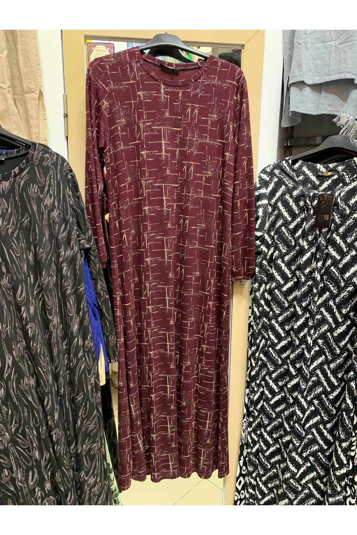 Butik Tesettür simli pamuklu penye anne elbise