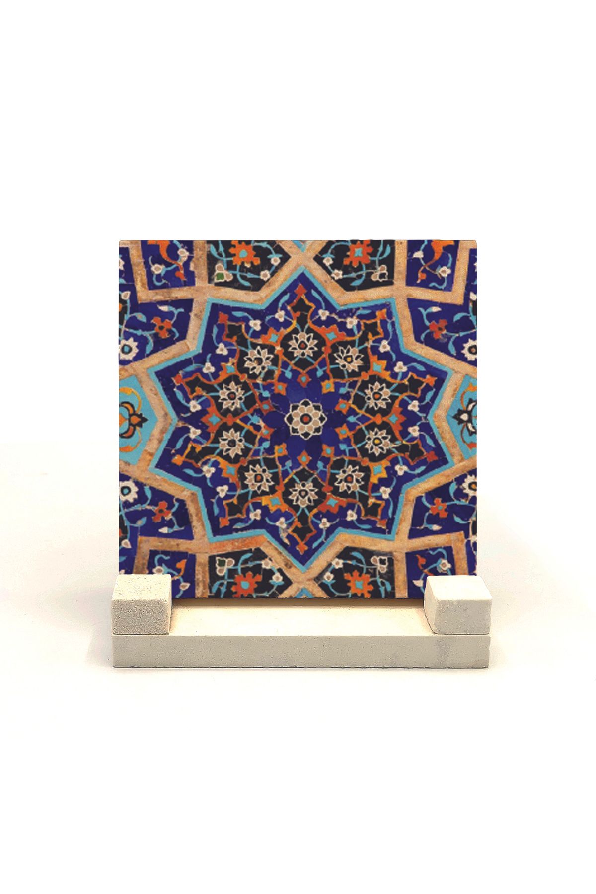 Souvenest Rumi Desen Baskılı Doğaltaş Masaüstlük 10x10 Kd-13