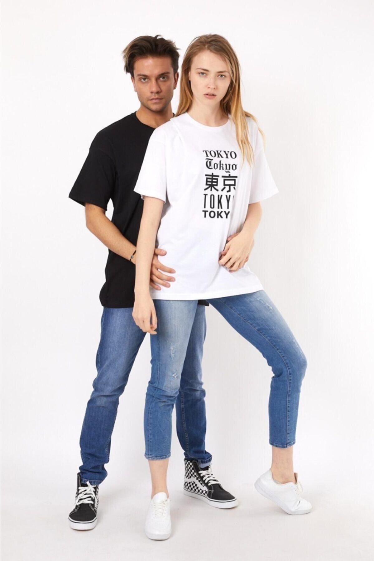 Hunors Sportswear & Company Unisex Siyah Tokyo Sevgili Tshirt Oversize 2 Li