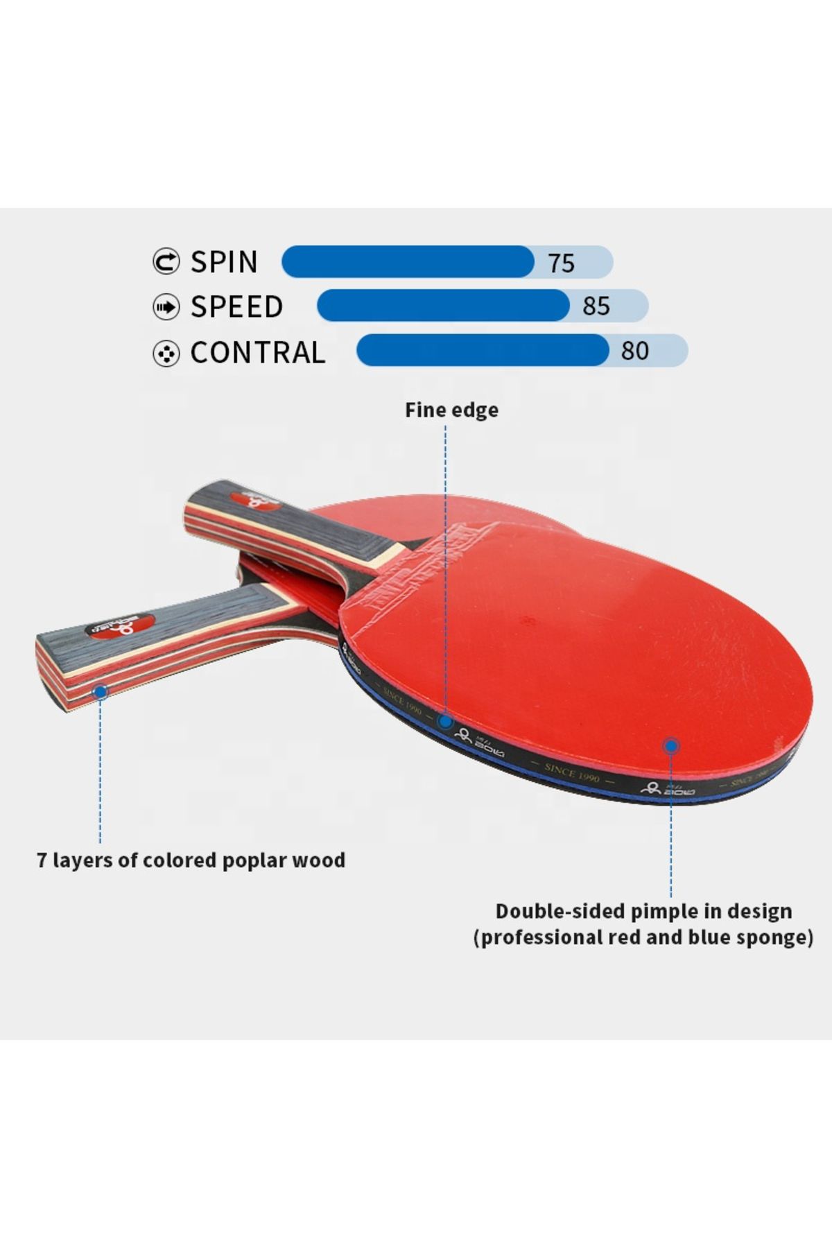 LEBLOU-Complete ping pong set with 2 table tennis paddles, retractable net, 4 balls and carrying bag 4