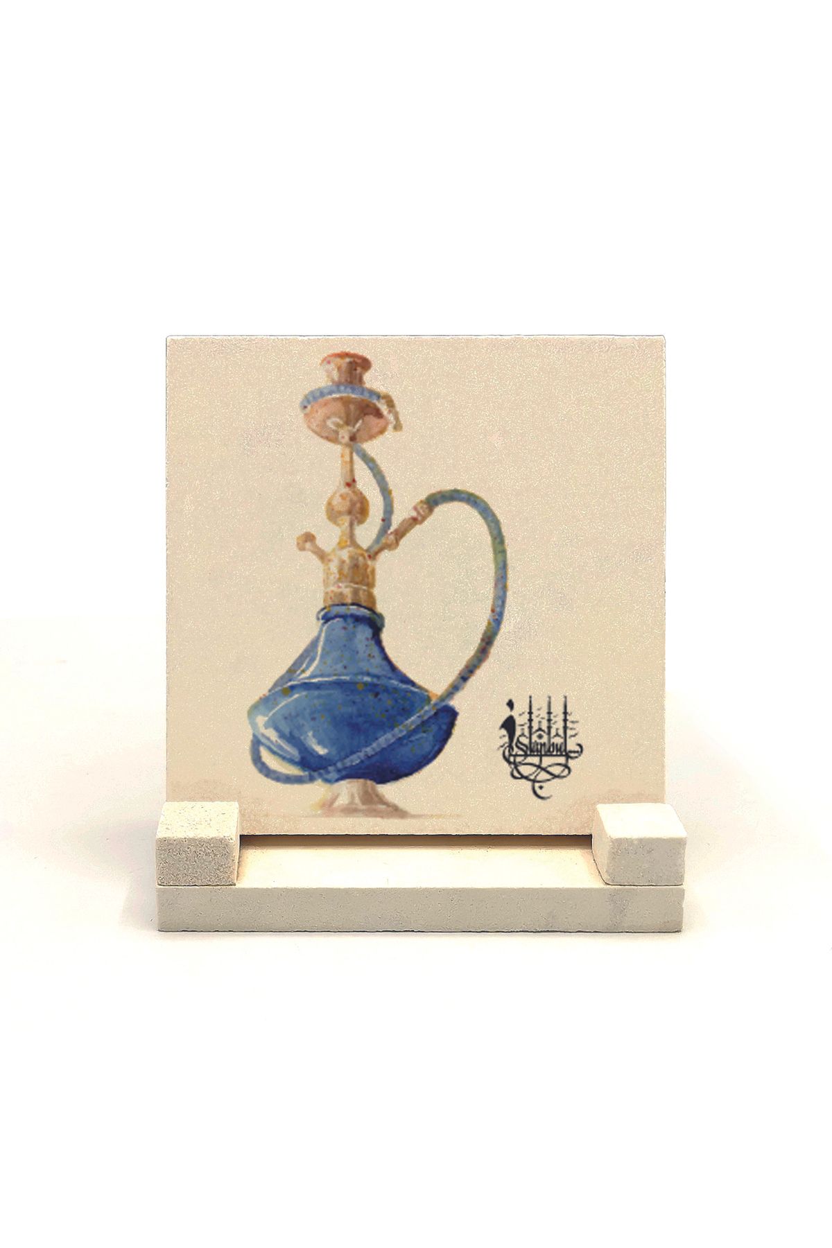 Souvenest İstanbul Nargile Baskılı Doğaltaş Masaüstlük 10x10 Krt-58