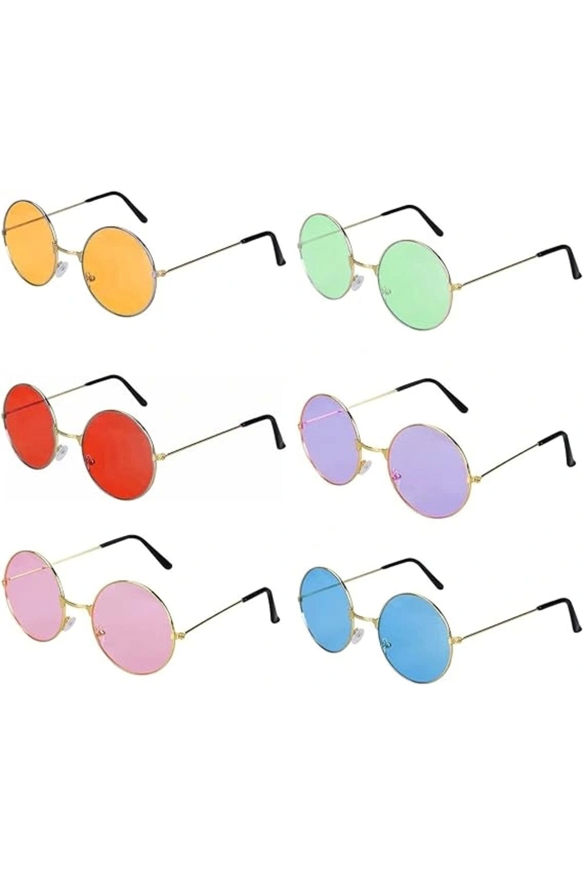 OurStyles Renkli Lennon Retro İmaj Gözlükleri 6 Renk 6 Adet - şık tasarım