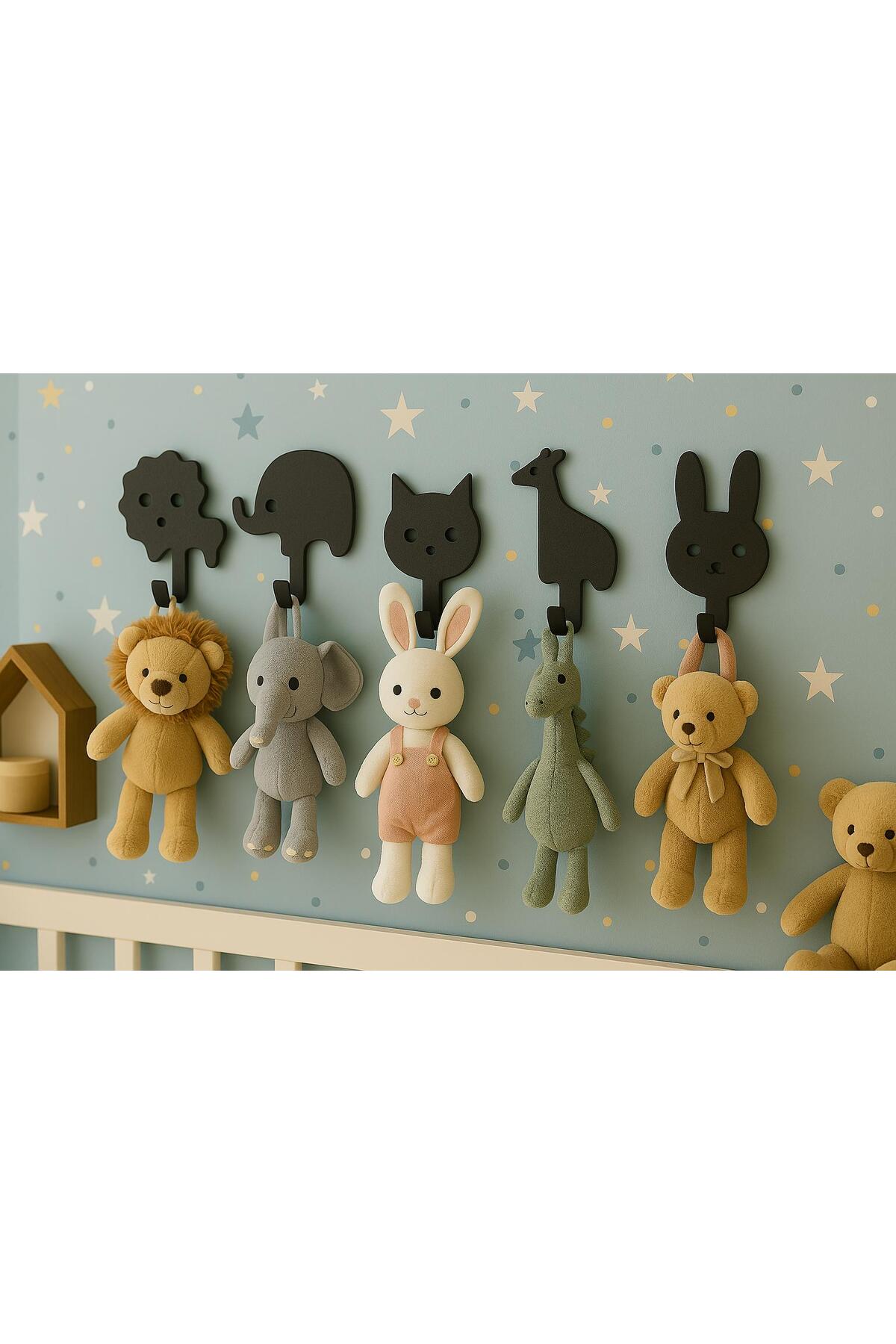 Alper Banyo Yapışkanlı Mini Hayvan Askılık – 5’li Set, Çocuk Odası Dekoru - Dolap Askılığı fotoğrafı 2 (önizleme)