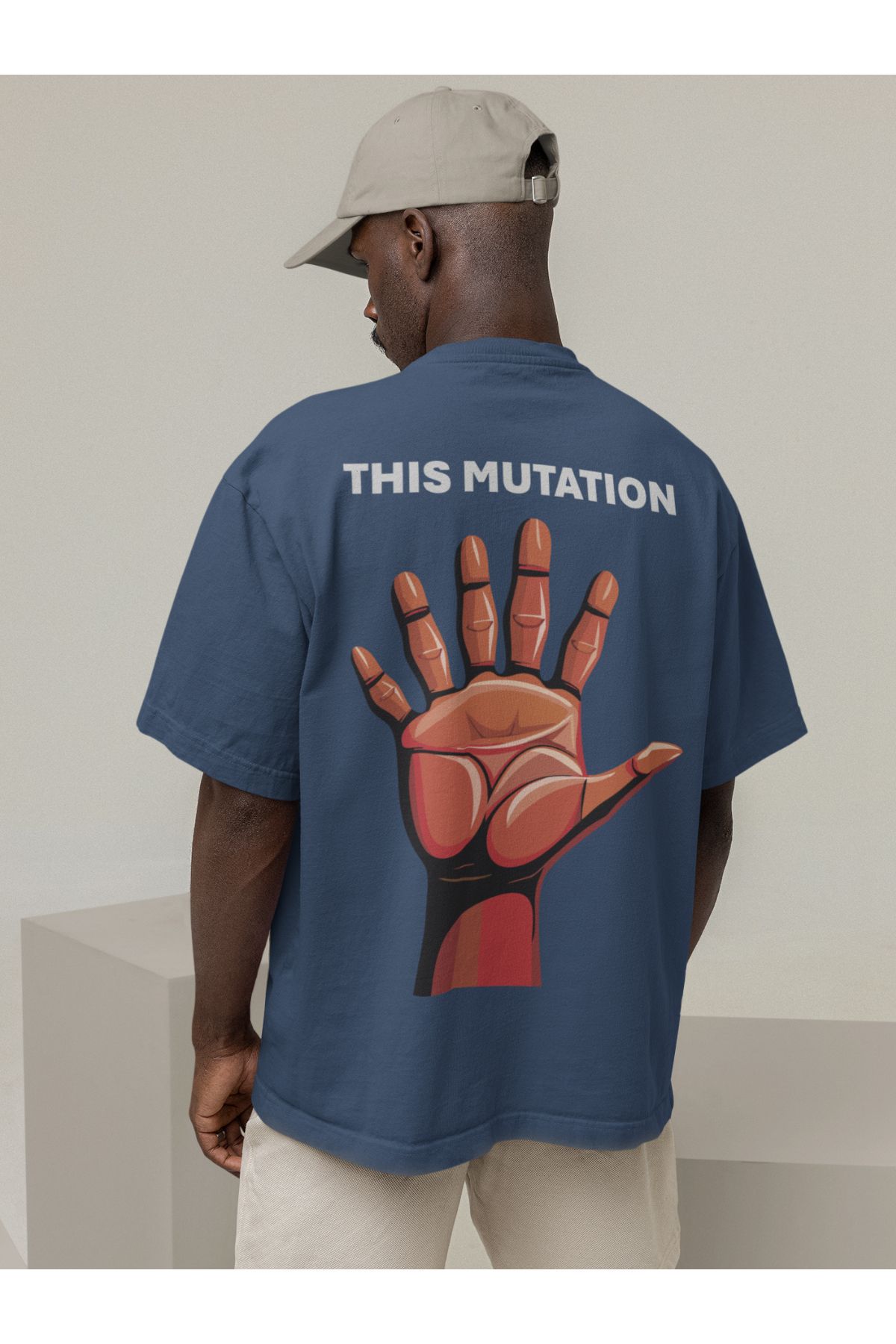 Uniquetex NUBENSE / MUTES-4 - Oversize Unisex Baskılı Füme Bisiklet Yaka T-shirt (Tişört - Scientific Design)