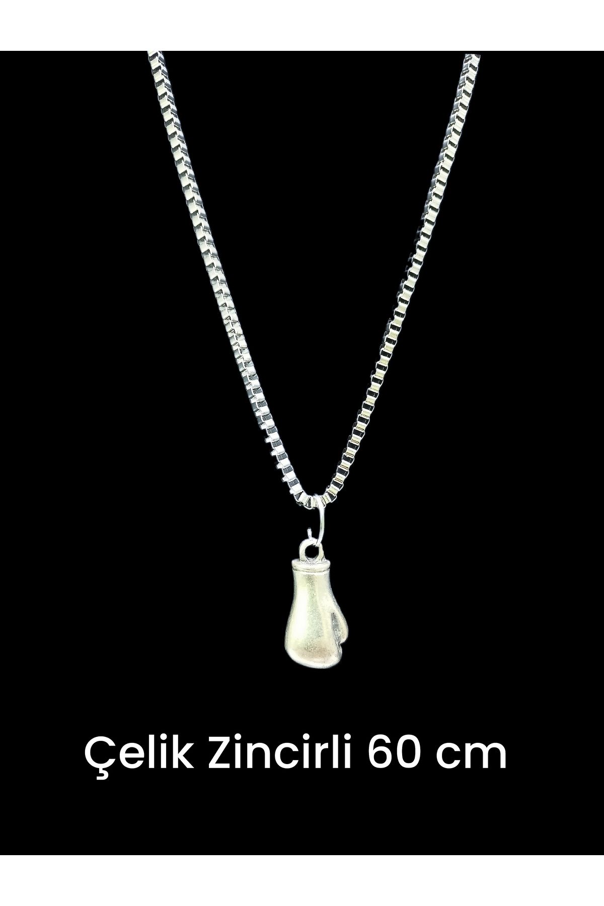 whocares Unisex Kararmaz Çelik Zincirli Boks Eldiveni Sembollü Kaliteli Gümüş Renk